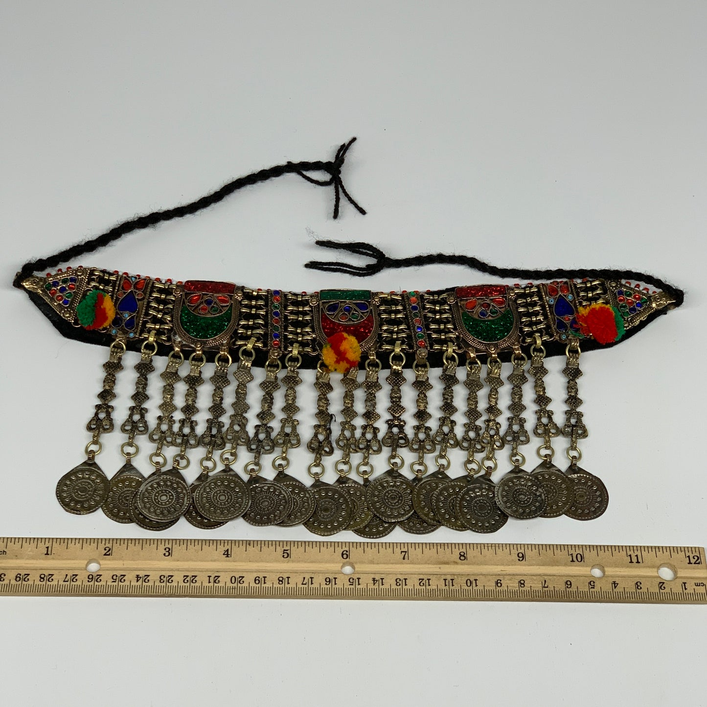 275g, 12"x5"Kuchi Choker Necklace Multi-Color Tribal Gypsy Bohemian,B14036