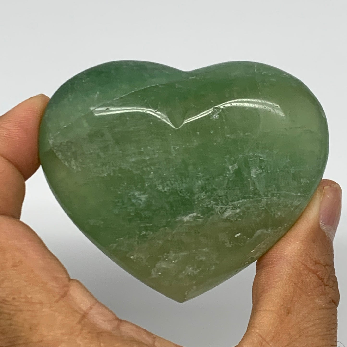 191.6g, 2.2" x 2.7" x 1.2" Fluorite Heart Healing Crystal @Madagascar, B17341