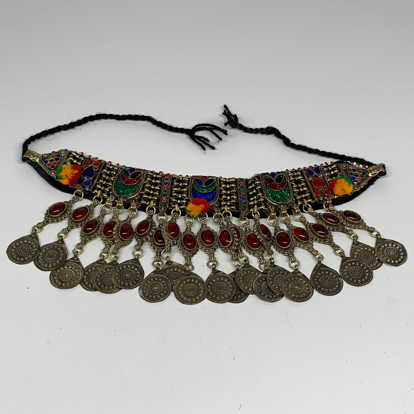 295g, 11.5"x4.75"Kuchi Choker Necklace Multi-Color Tribal Gypsy Bohemian,B14040