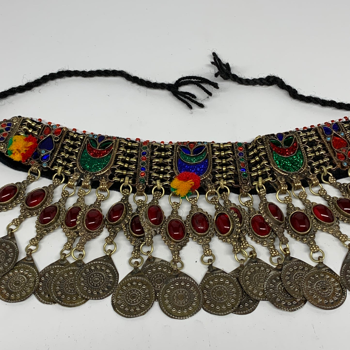 295g, 11.5"x4.75"Kuchi Choker Necklace Multi-Color Tribal Gypsy Bohemian,B14040