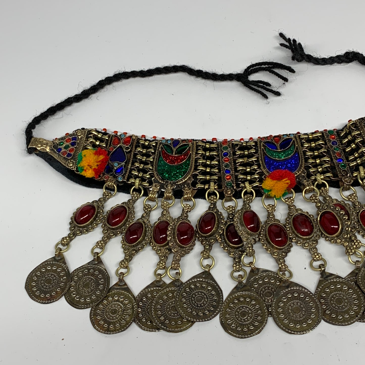 295g, 11.5"x4.75"Kuchi Choker Necklace Multi-Color Tribal Gypsy Bohemian,B14040