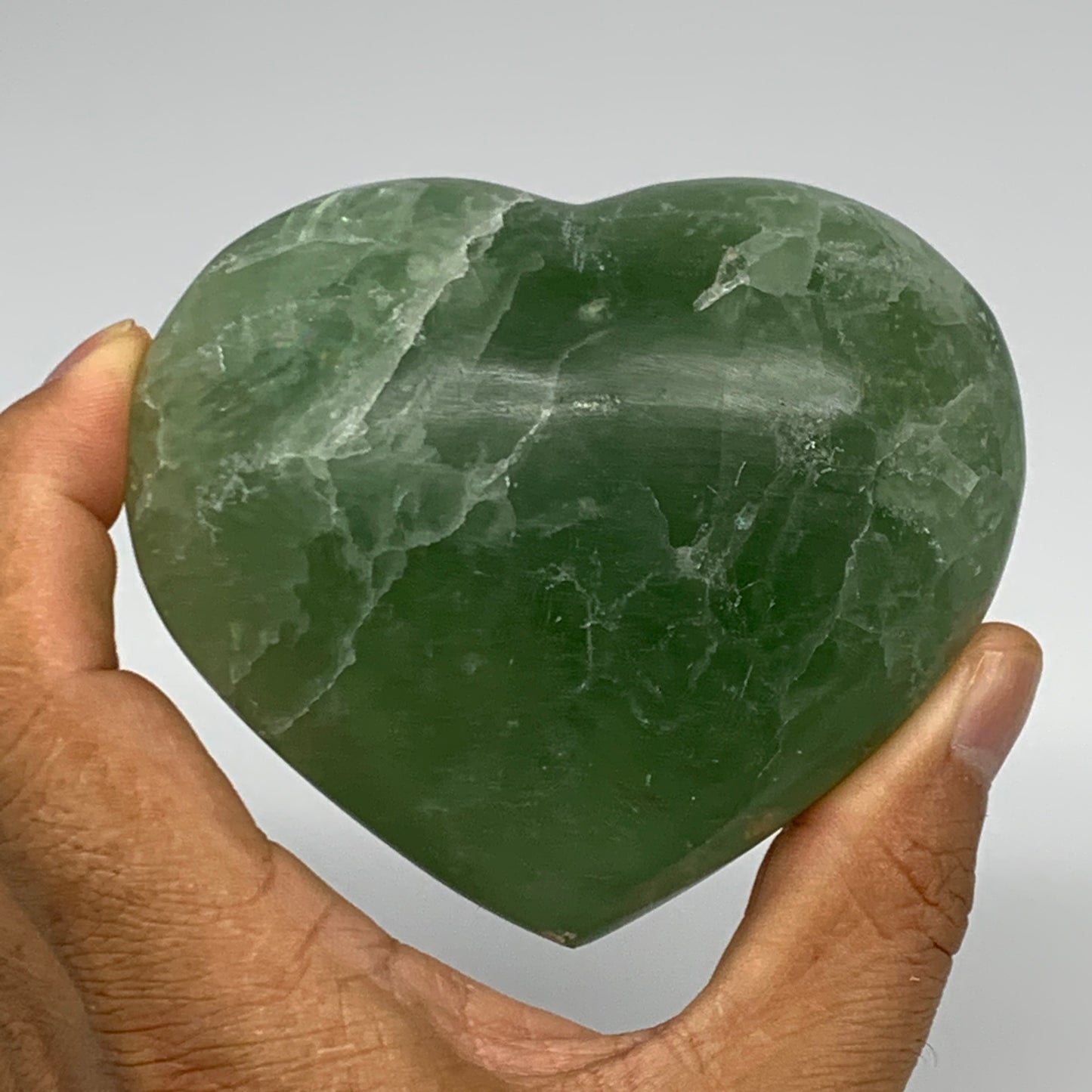 421.7g, 3" x 3.4" x 1.7" Fluorite Heart Healing Crystal @Madagascar, B17349