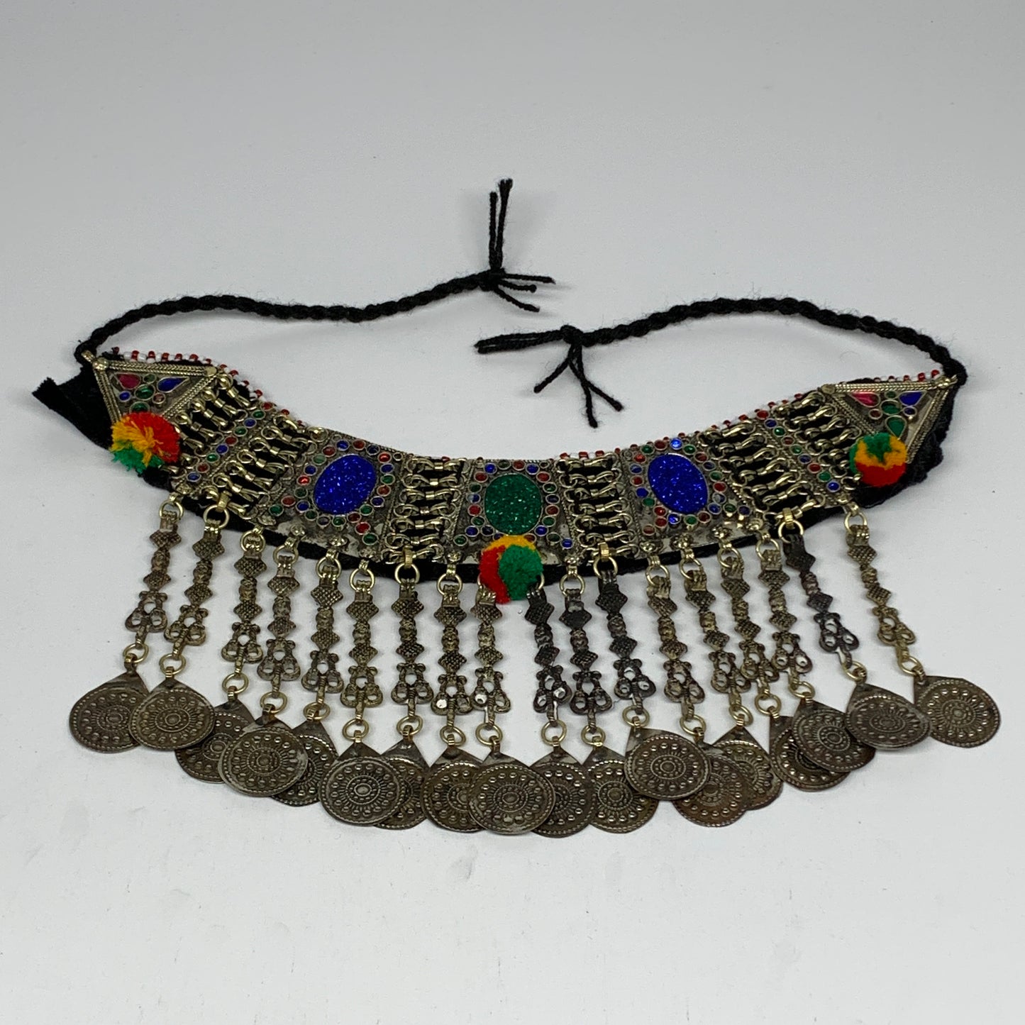 215g, 12"x5.5"Kuchi Choker Necklace Multi-Color Tribal Gypsy Bohemian,B14047