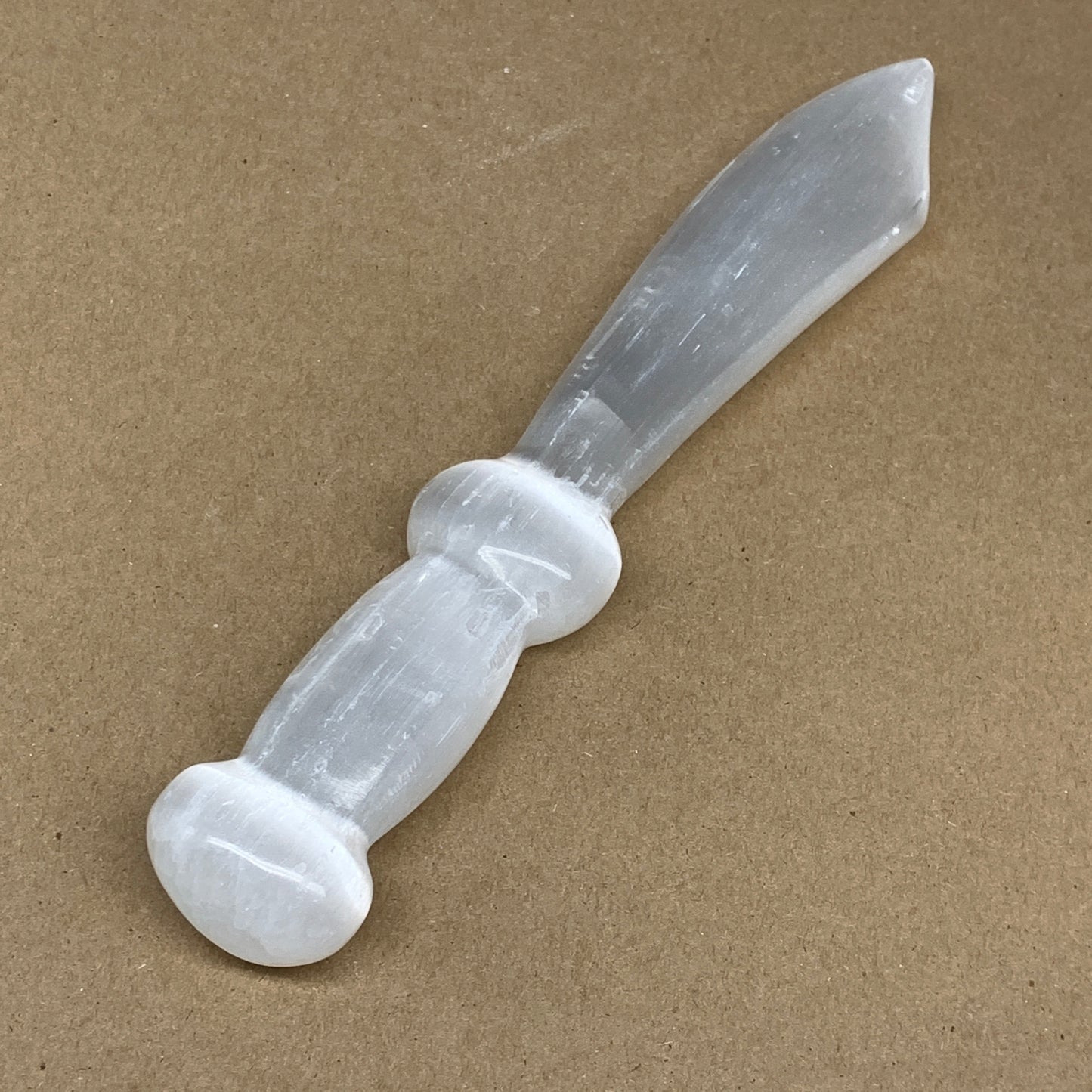 205g,8.75"x1.4"x0.9"Natural Selenite Crystal Knife (Satin Spar) @Morocco,B9163