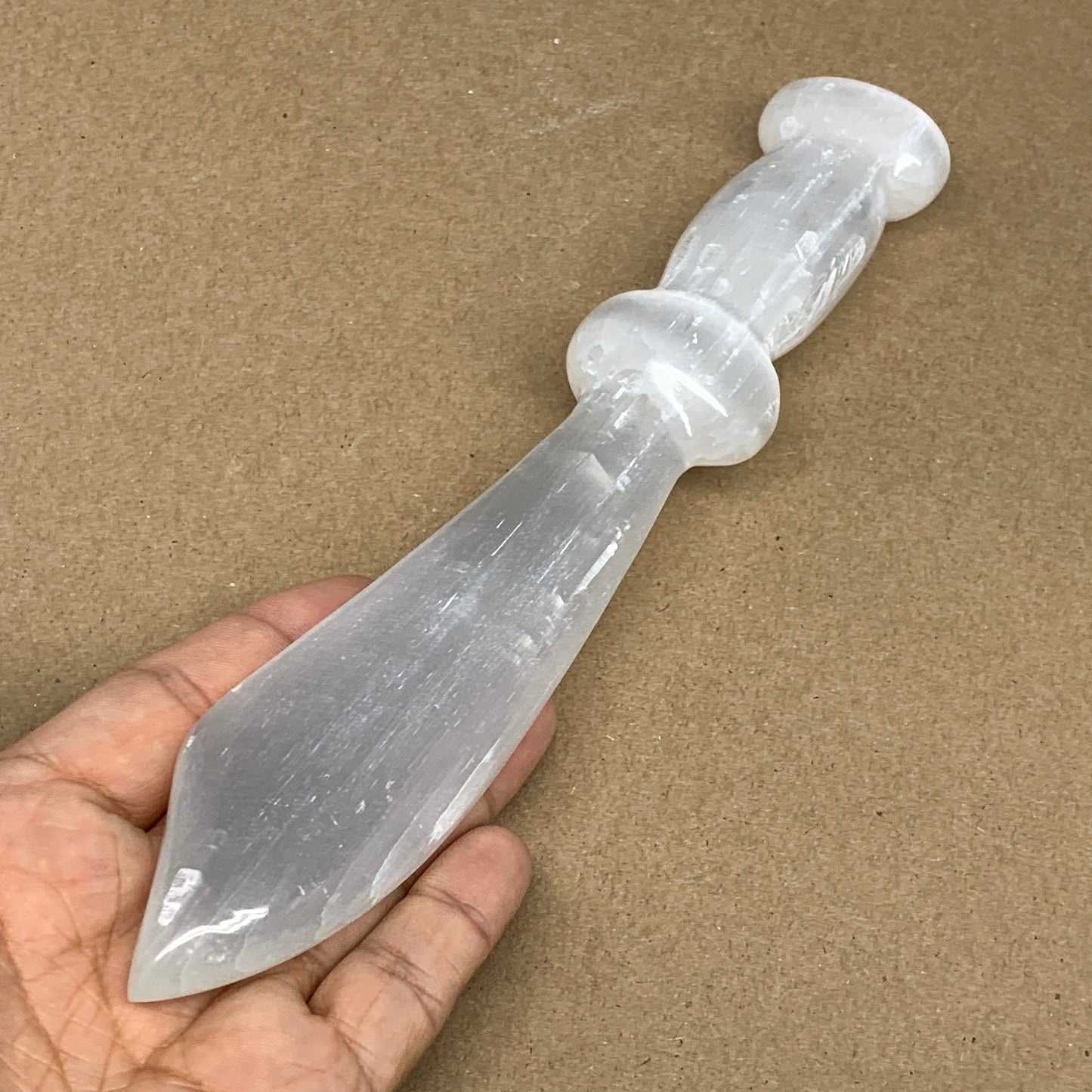 205g,8.75"x1.4"x0.9"Natural Selenite Crystal Knife (Satin Spar) @Morocco,B9163