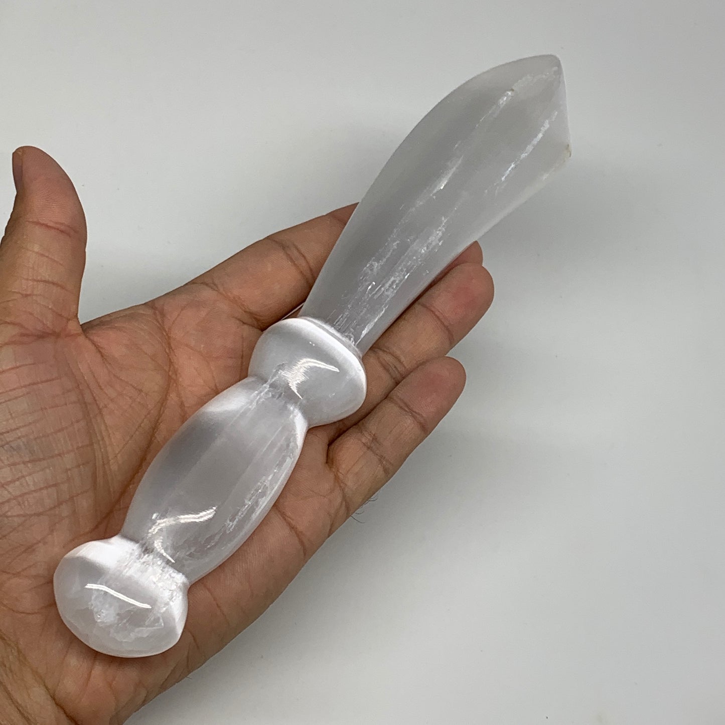 194.3g,8.75"x1.5"x0.9"Natural Selenite Crystal Knife (Satin Spar) @Morocco,B9165