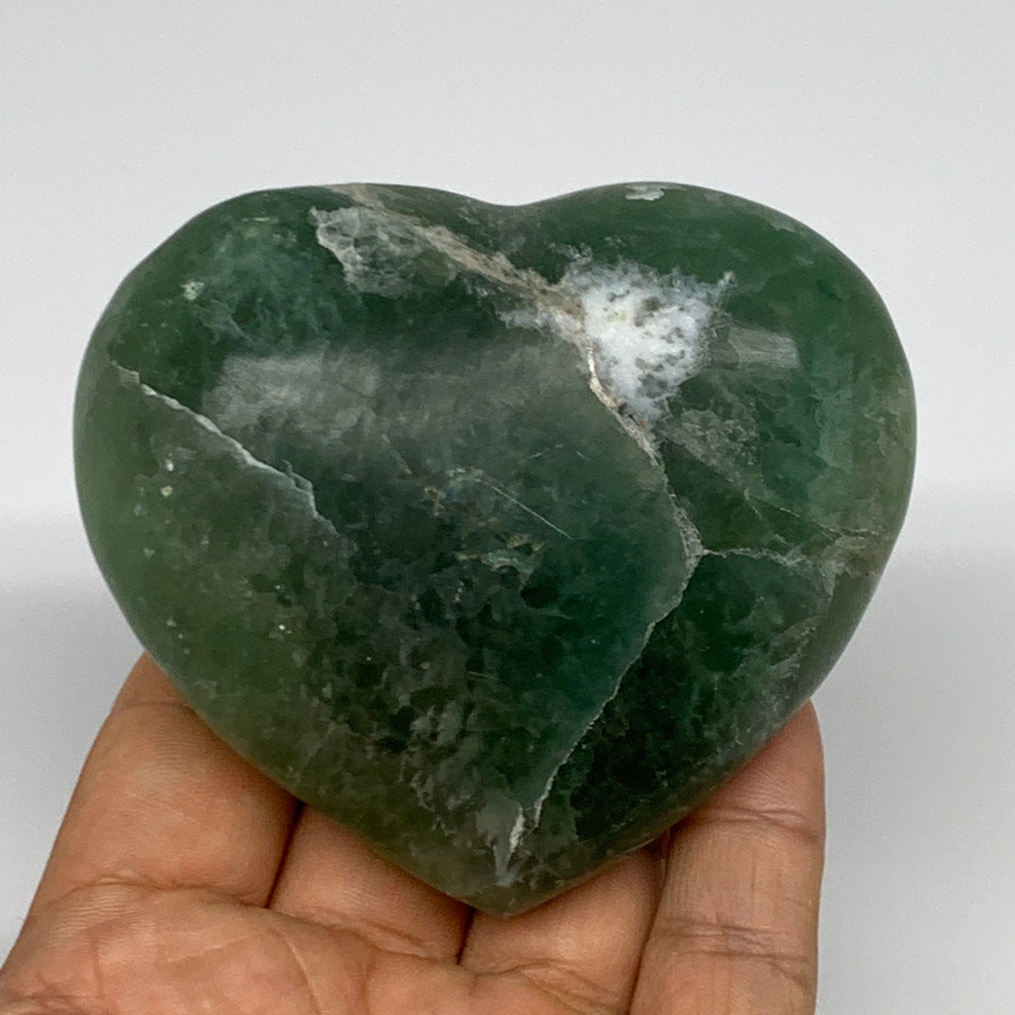 325.7g, 2.7" x 3.1" x 1.4" Fluorite Heart Healing Crystal @Madagascar, B17354