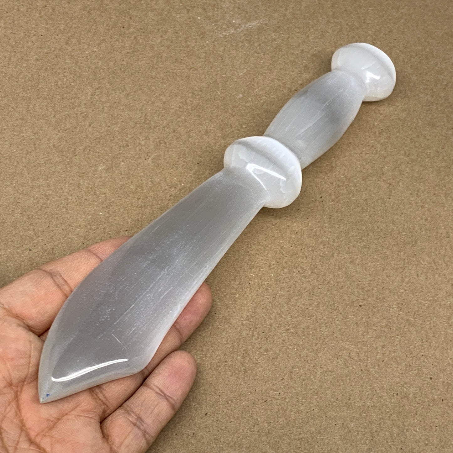 190.6g,8.7"x1.4"x0.8"Natural Selenite Crystal Knife (Satin Spar) @Morocco,B9167