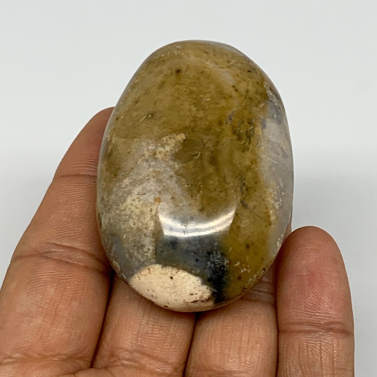 80.5g, 2.2"x1.5"x1", Yellow Ocean Jasper Palm-Stone @Madagascar, B18123