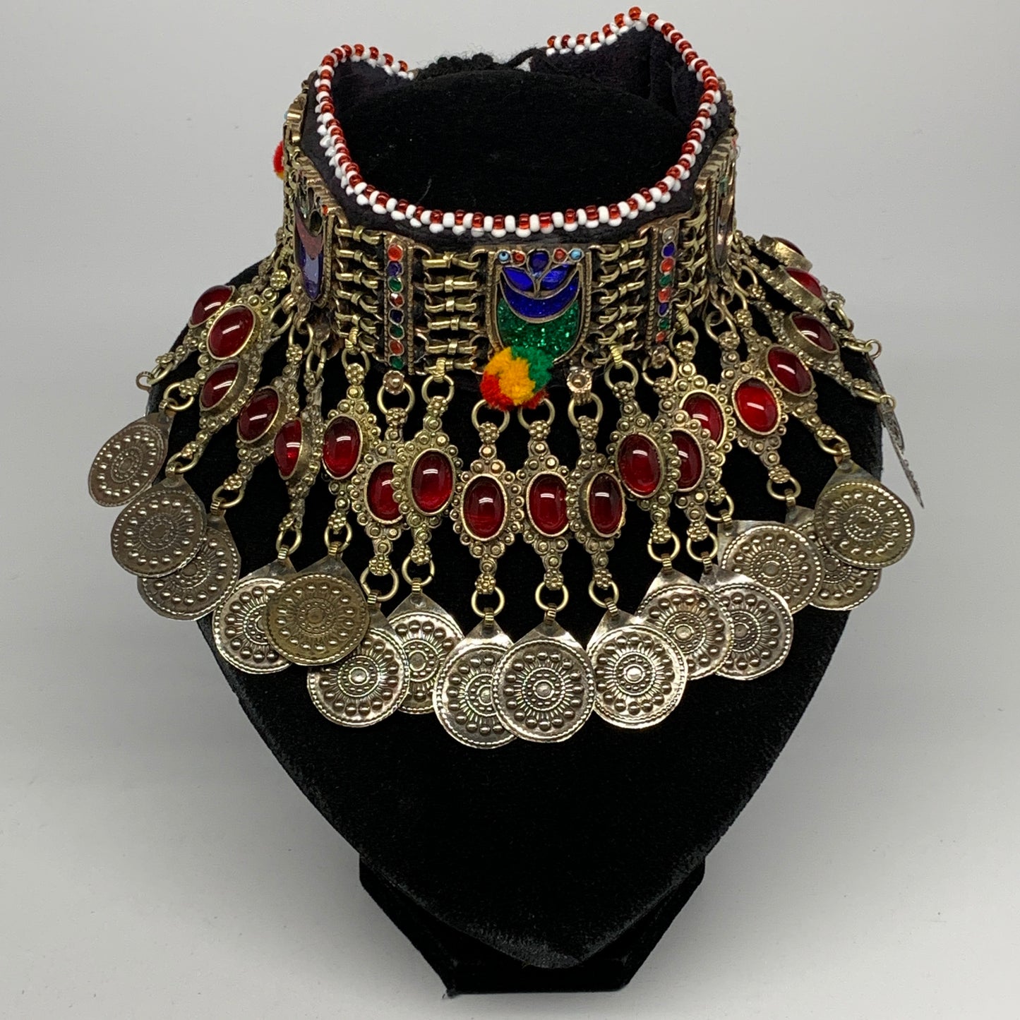 300g, 12"x4.75"Kuchi Choker Necklace Multi-Color Tribal Gypsy Bohemian,B14056