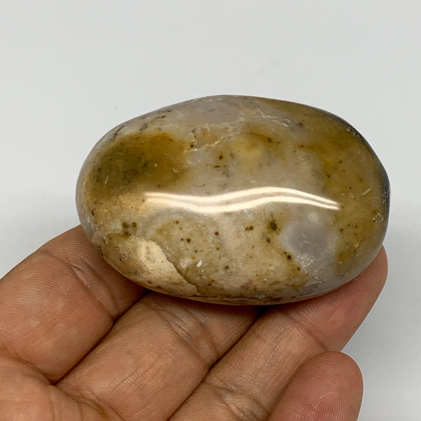 80.5g, 2.2"x1.5"x1", Yellow Ocean Jasper Palm-Stone @Madagascar, B18123