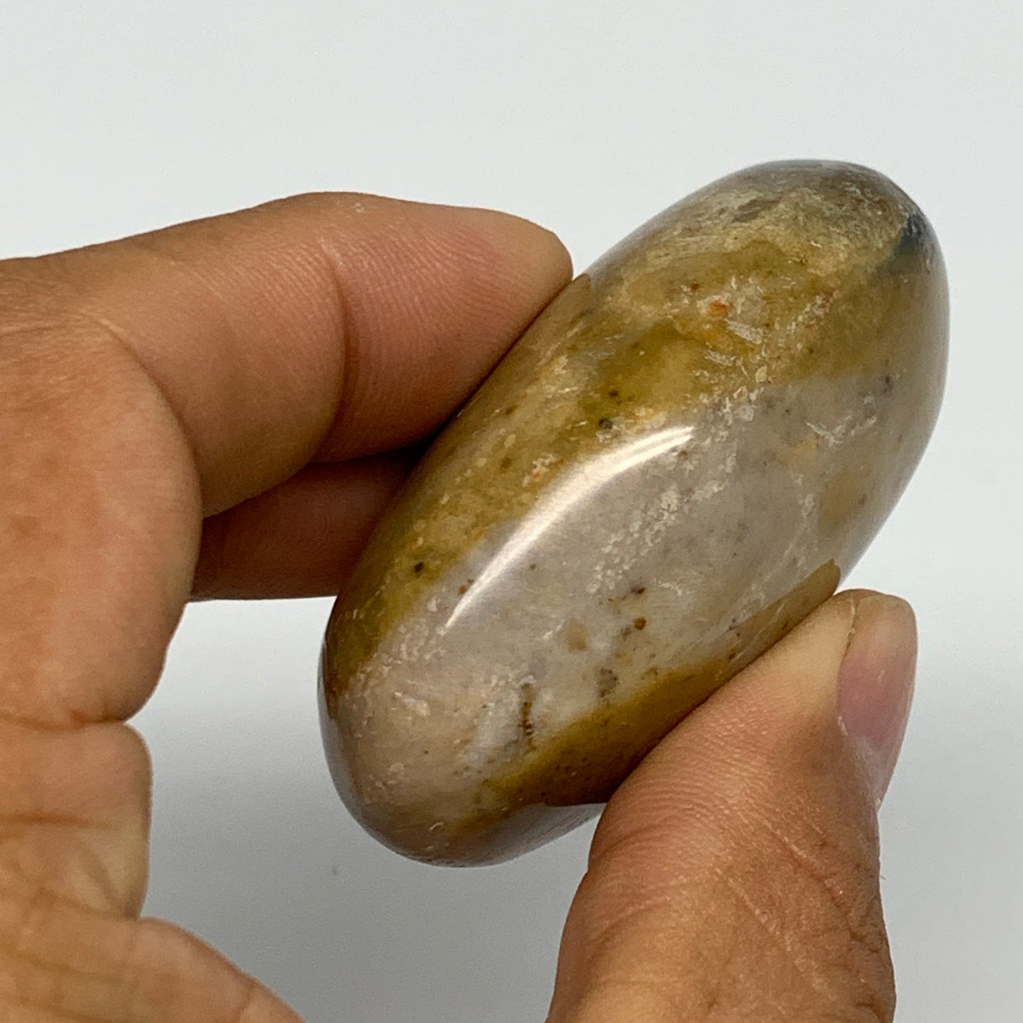 80.5g, 2.2"x1.5"x1", Yellow Ocean Jasper Palm-Stone @Madagascar, B18123