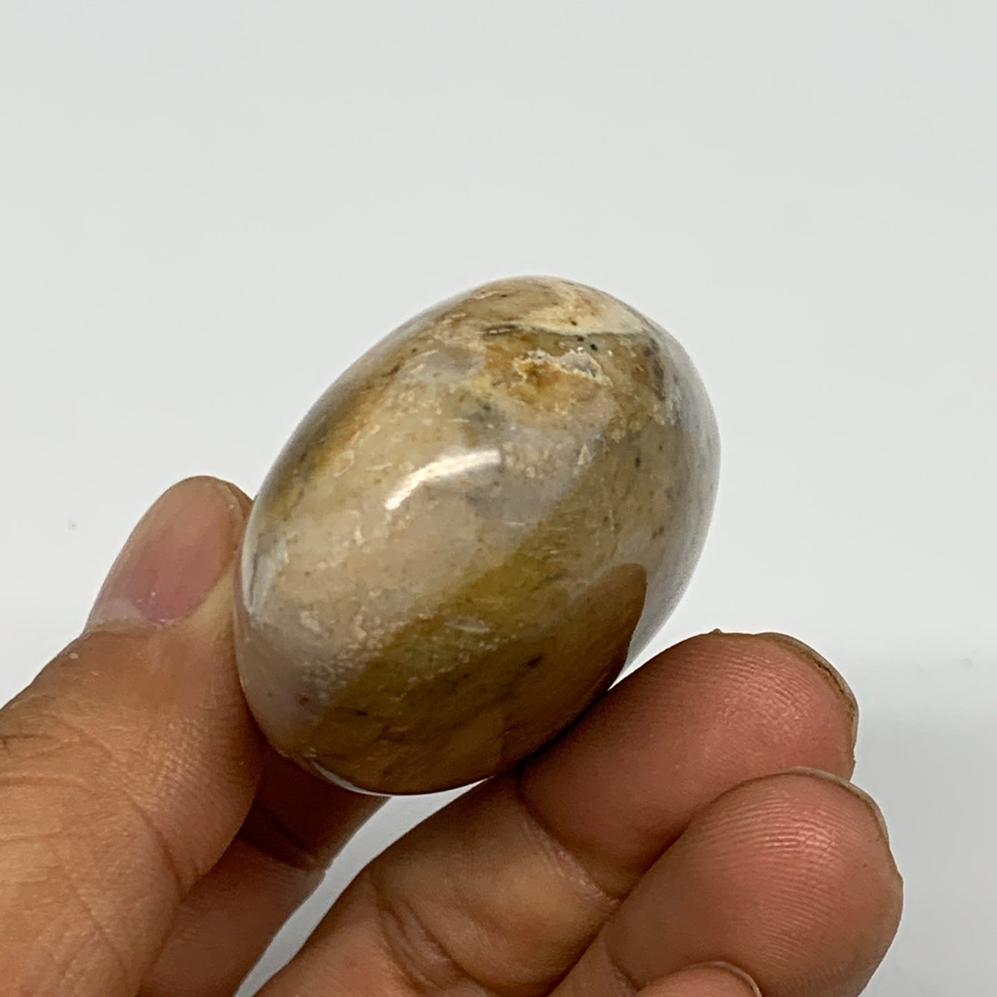 80.5g, 2.2"x1.5"x1", Yellow Ocean Jasper Palm-Stone @Madagascar, B18123