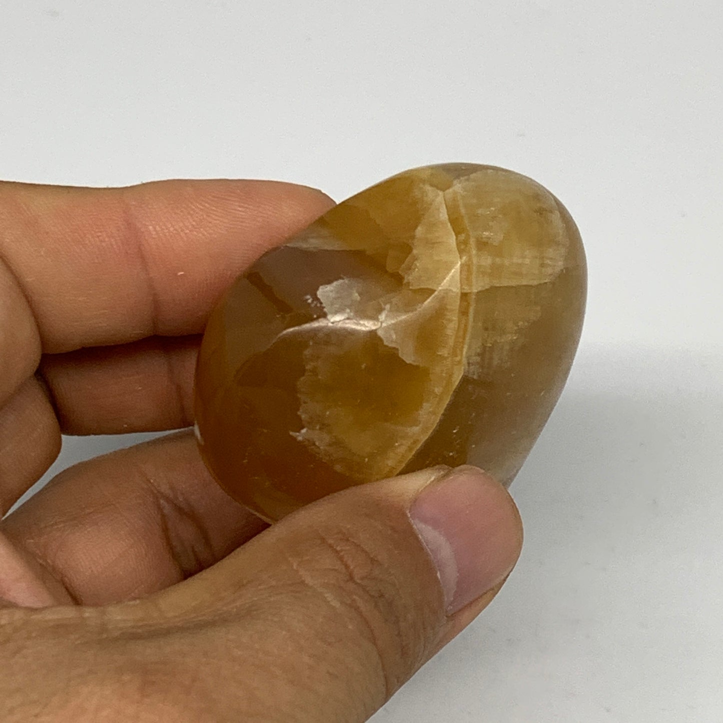 83.4g, 1.8"x1.9"x1" Honey Calcite Heart Gemstones from Pakistan, B24432