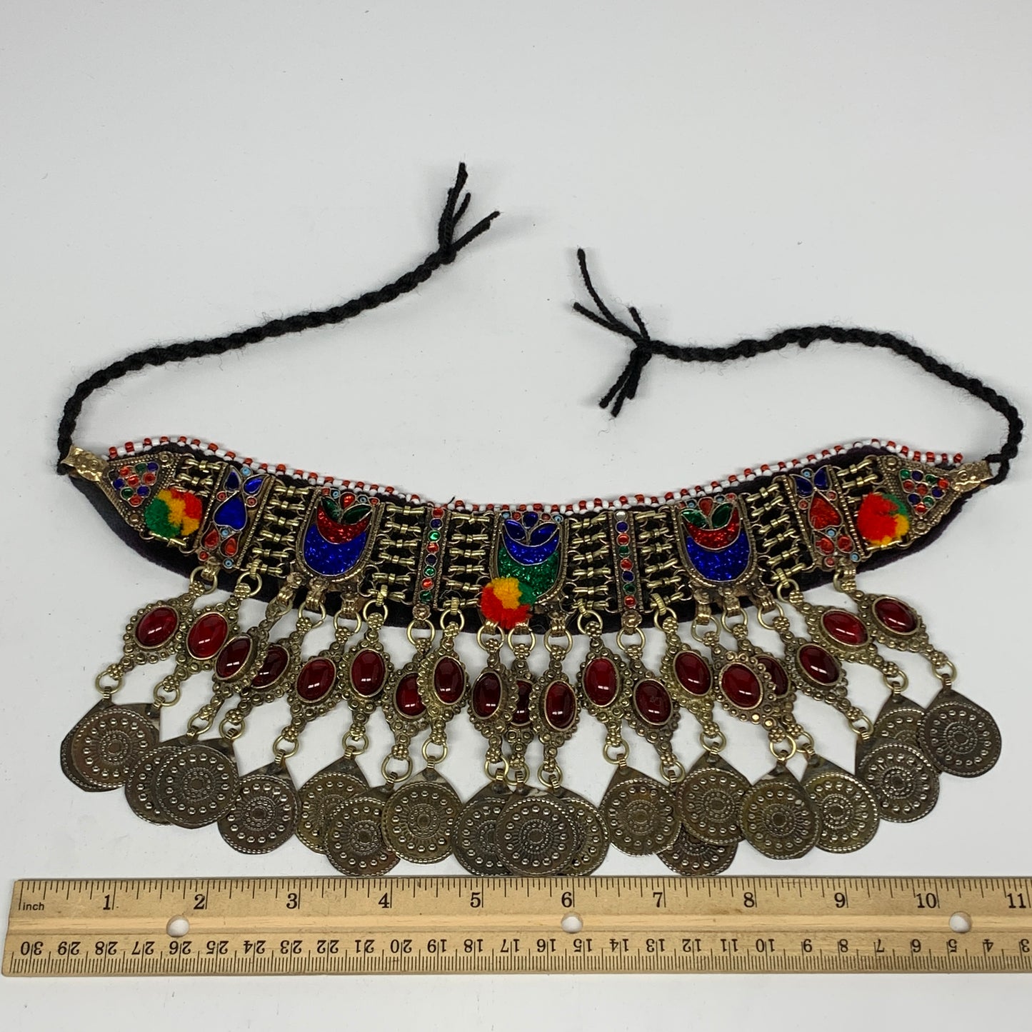 300g, 12"x4.75"Kuchi Choker Necklace Multi-Color Tribal Gypsy Bohemian,B14056