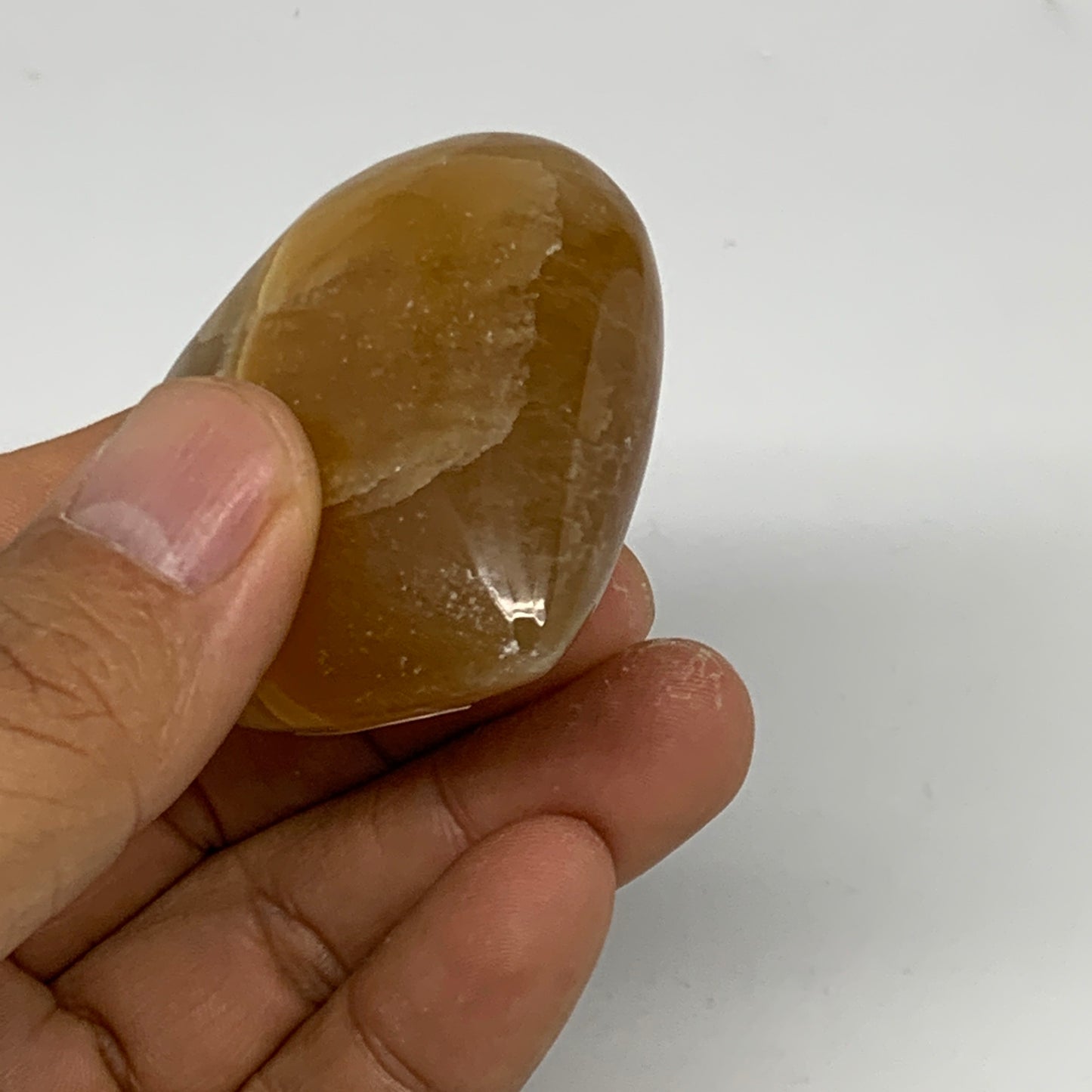 83.4g, 1.8"x1.9"x1" Honey Calcite Heart Gemstones from Pakistan, B24432