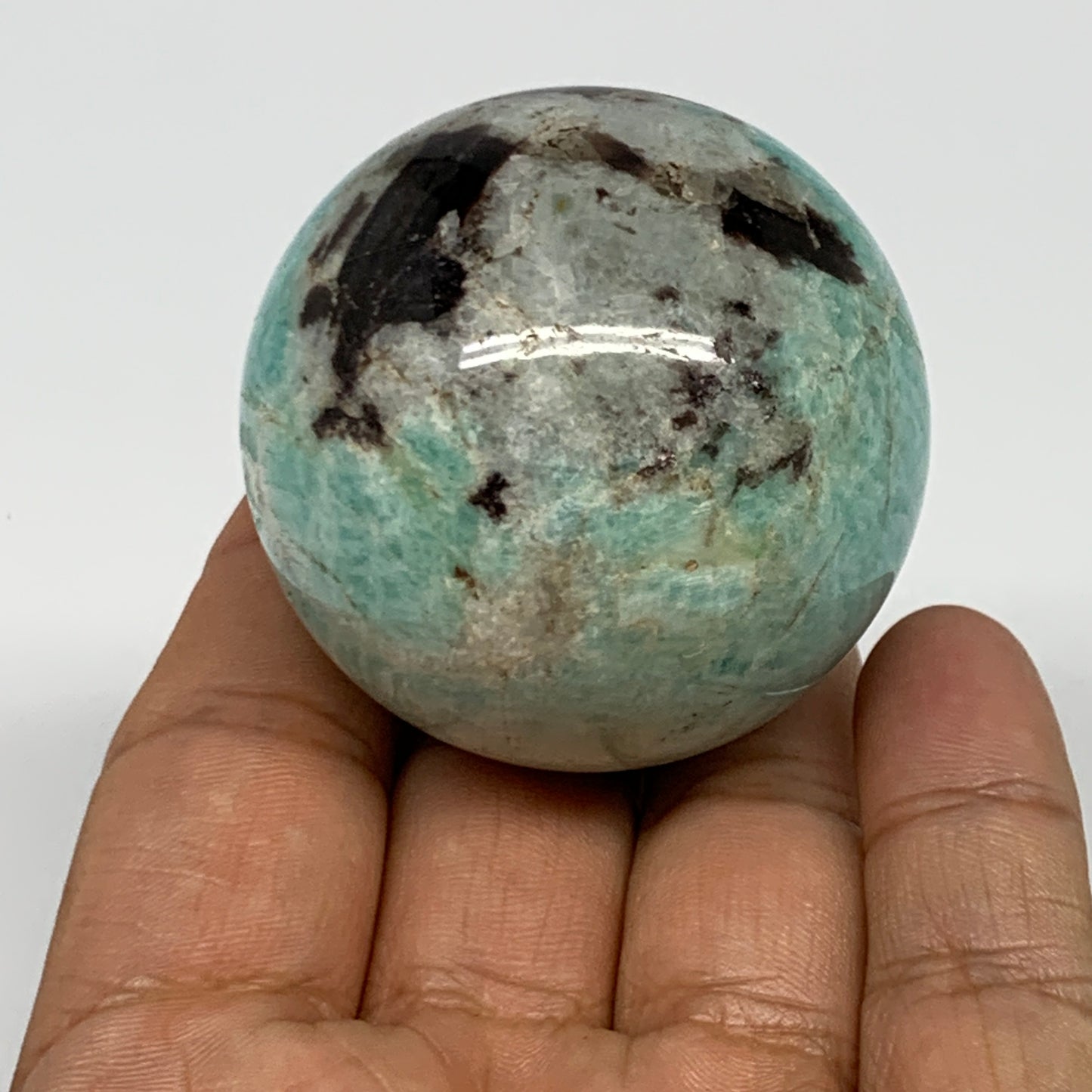 137.4g, 1.9" (47mm), Small Amazonite Sphere Ball Gemstone from Madagascar, B1579