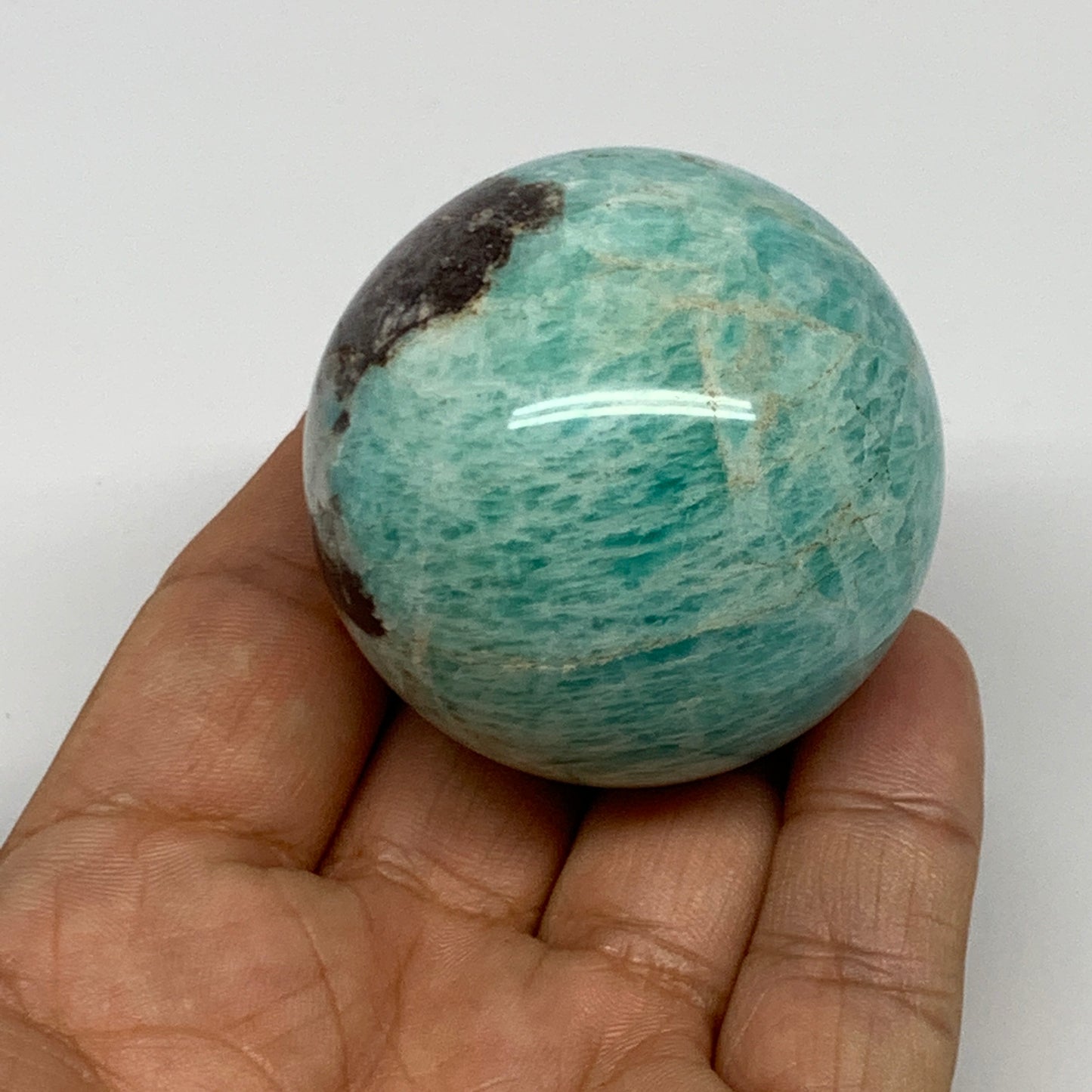 137.4g, 1.9" (47mm), Small Amazonite Sphere Ball Gemstone from Madagascar, B1579