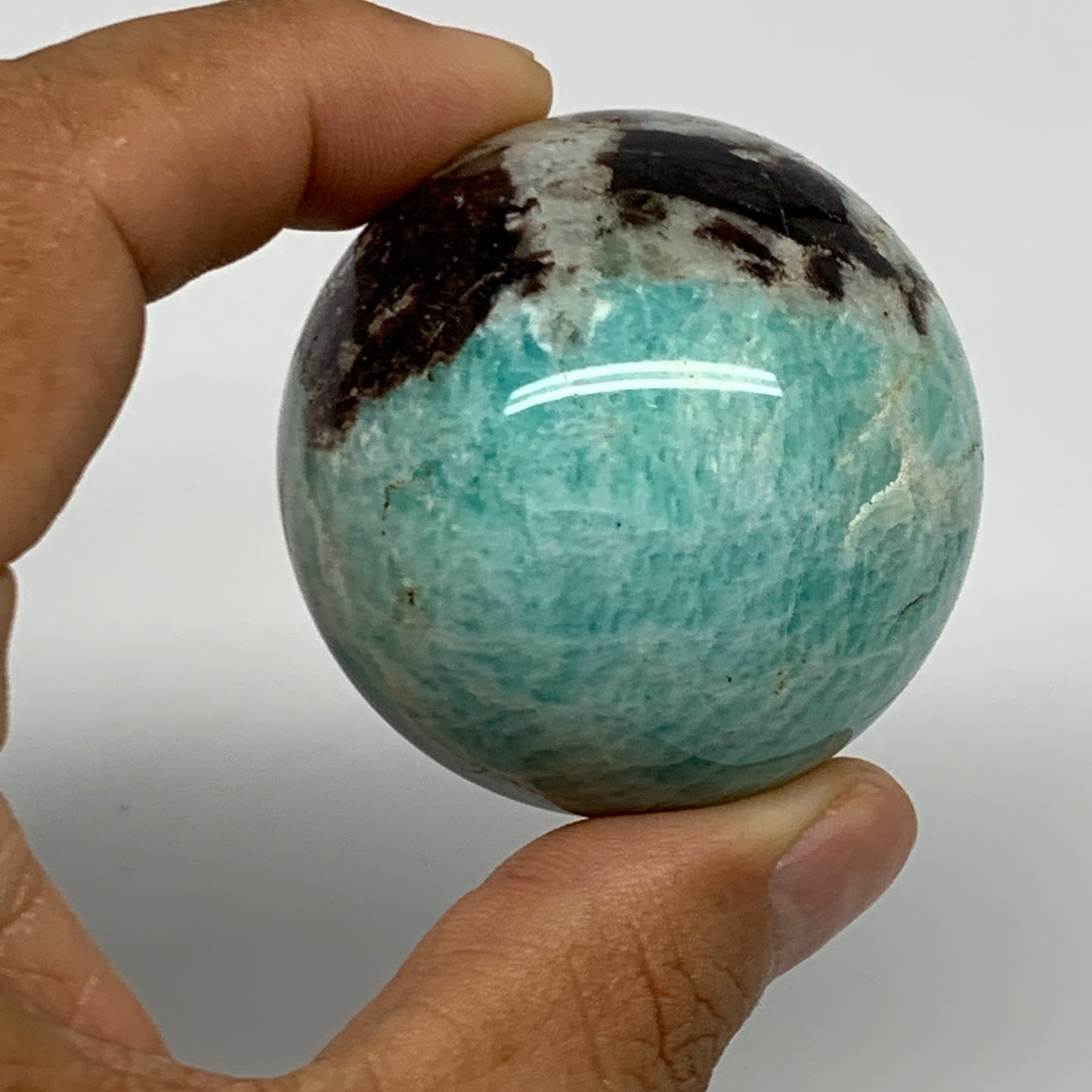 137.4g, 1.9" (47mm), Small Amazonite Sphere Ball Gemstone from Madagascar, B1579