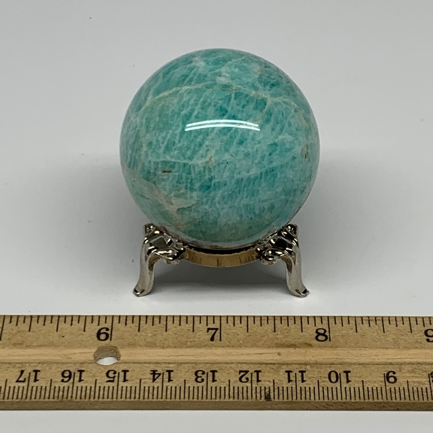 137.4g, 1.9" (47mm), Small Amazonite Sphere Ball Gemstone from Madagascar, B1579