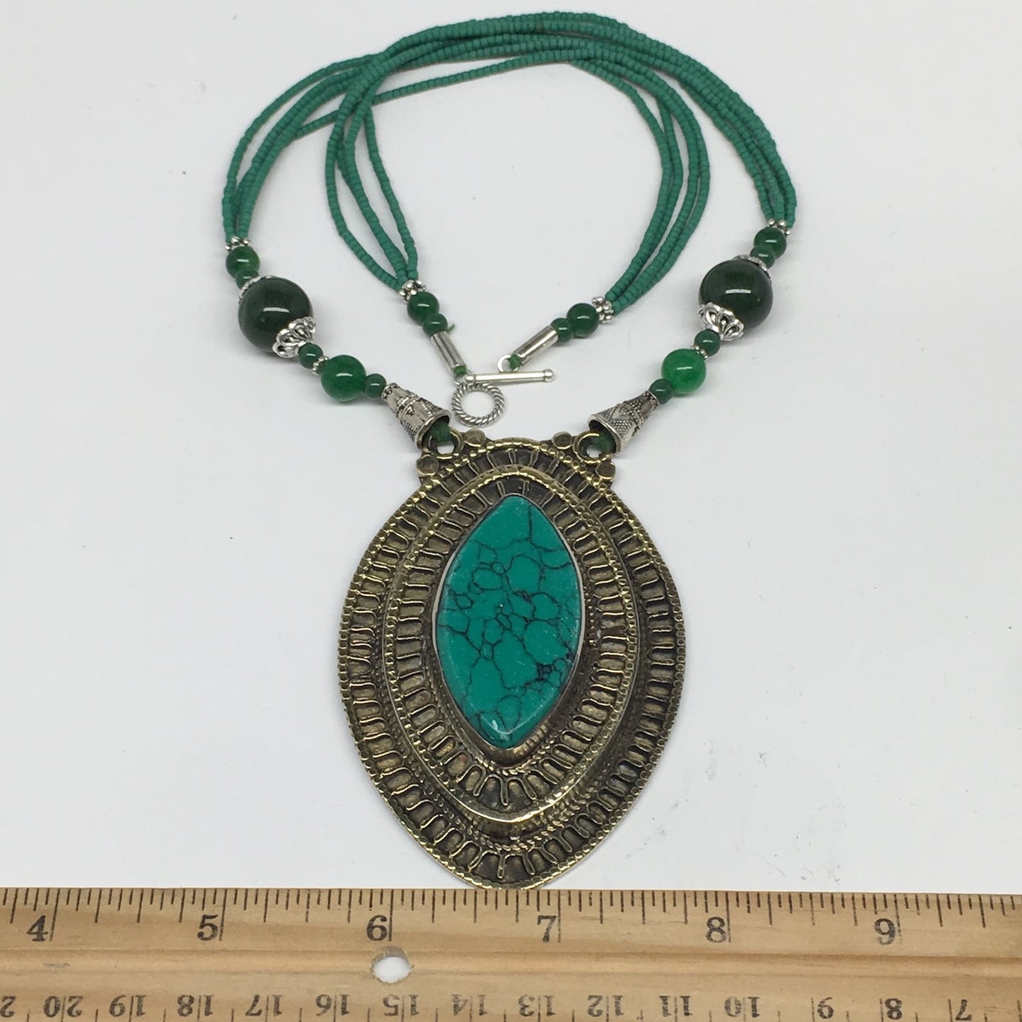 Turkmen Necklace Antique Afghan Tribal Turquoise Inlay Beaded ATS Necklace VS33