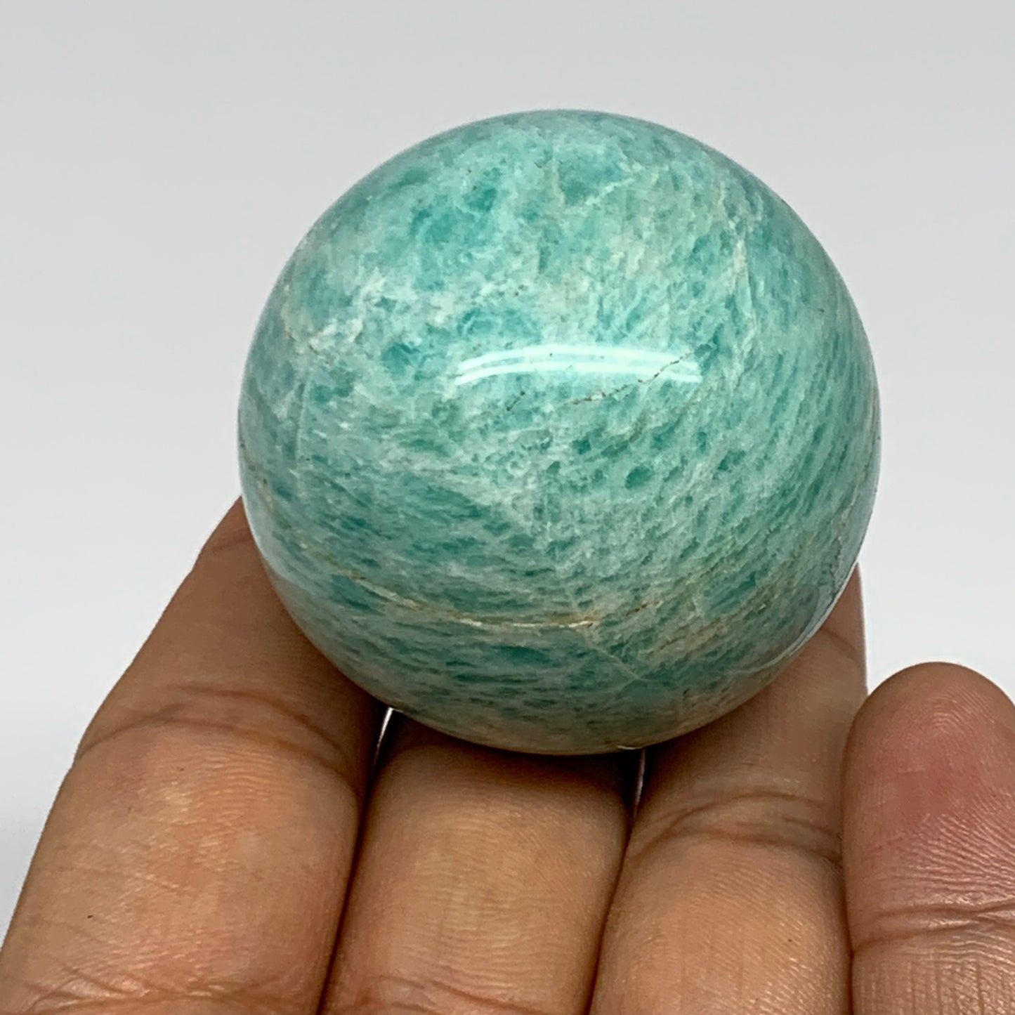 108.7g, 1.7" (44mm), Small Amazonite Sphere Ball Gemstone from Madagascar, B1579