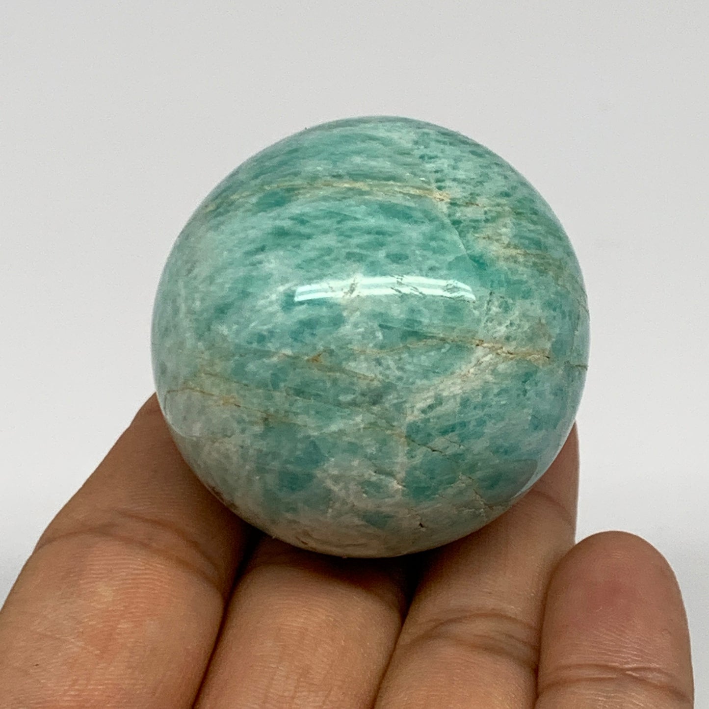 108.7g, 1.7" (44mm), Small Amazonite Sphere Ball Gemstone from Madagascar, B1579