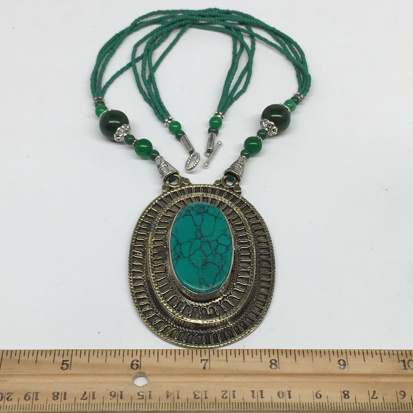 Turkmen Necklace Antique Afghan Tribal Turquoise Inlay Beaded ATS Necklace VS34