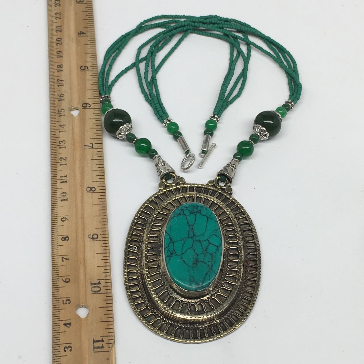 Turkmen Necklace Antique Afghan Tribal Turquoise Inlay Beaded ATS Necklace VS34