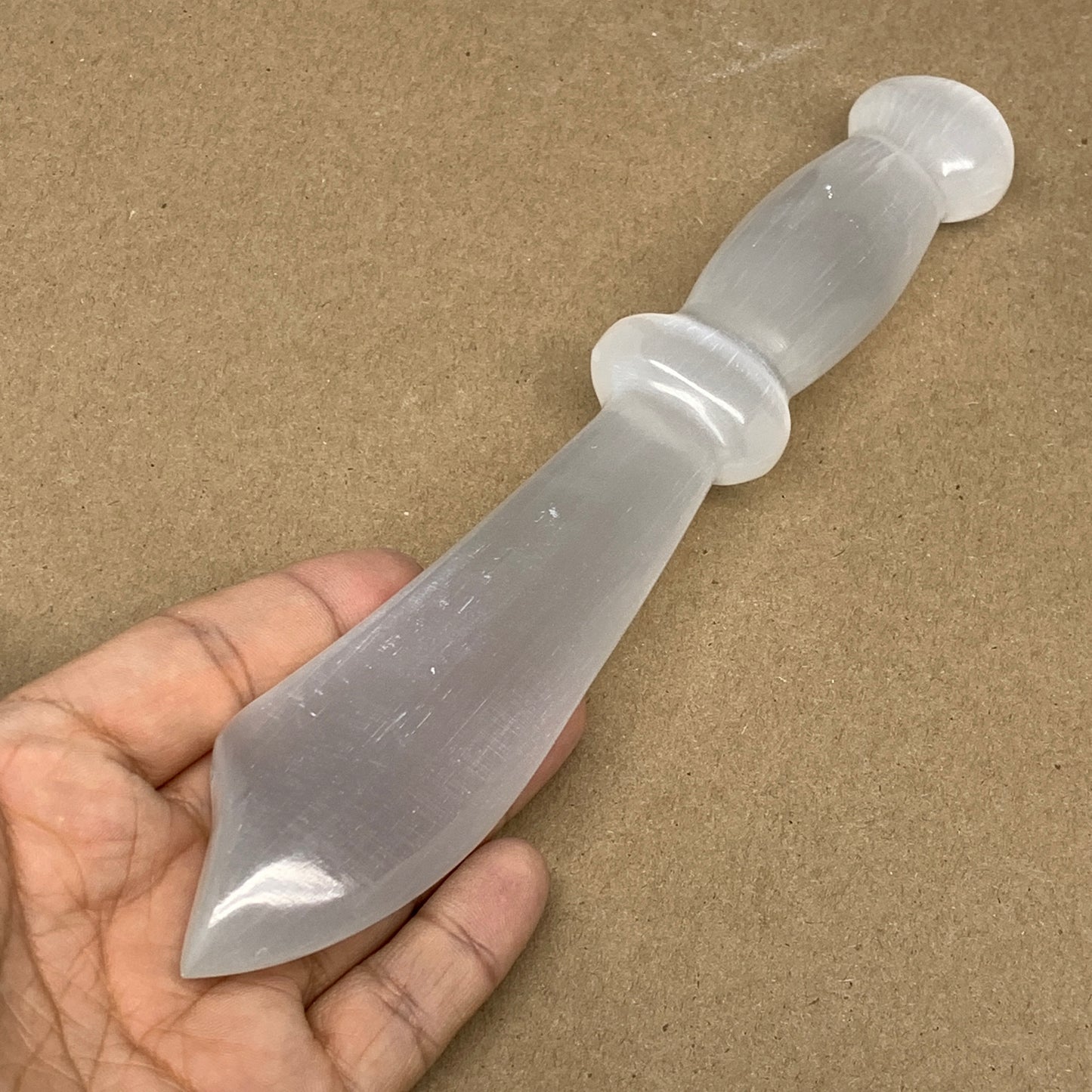 183.8g,8.5"x1.4"x0.8"Natural Selenite Crystal Knife (Satin Spar) @Morocco,B9175