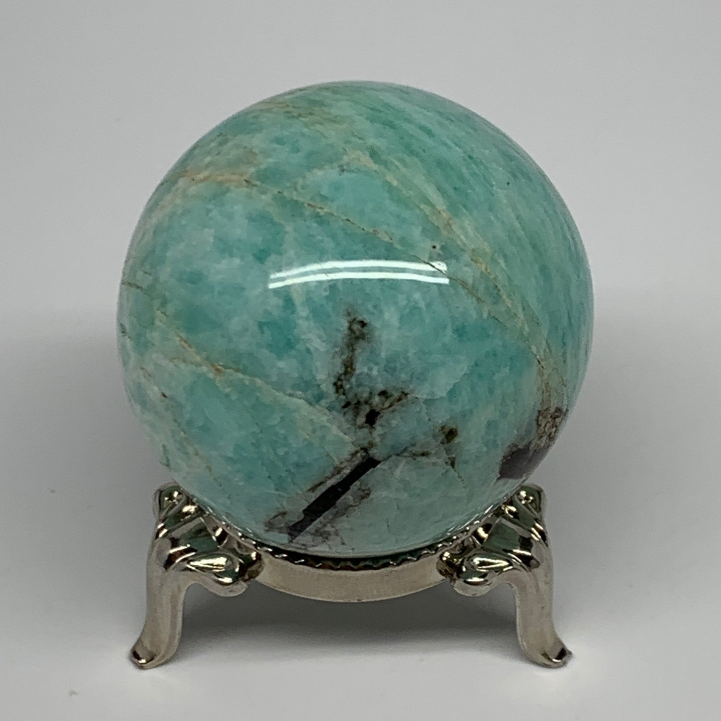 108.7g, 1.7" (44mm), Small Amazonite Sphere Ball Gemstone from Madagascar, B1579