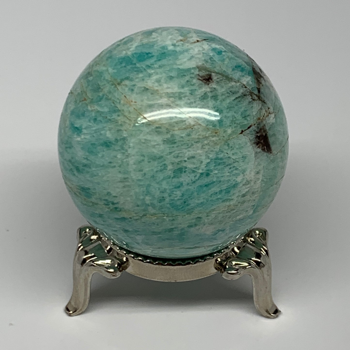 108.7g, 1.7" (44mm), Small Amazonite Sphere Ball Gemstone from Madagascar, B1579