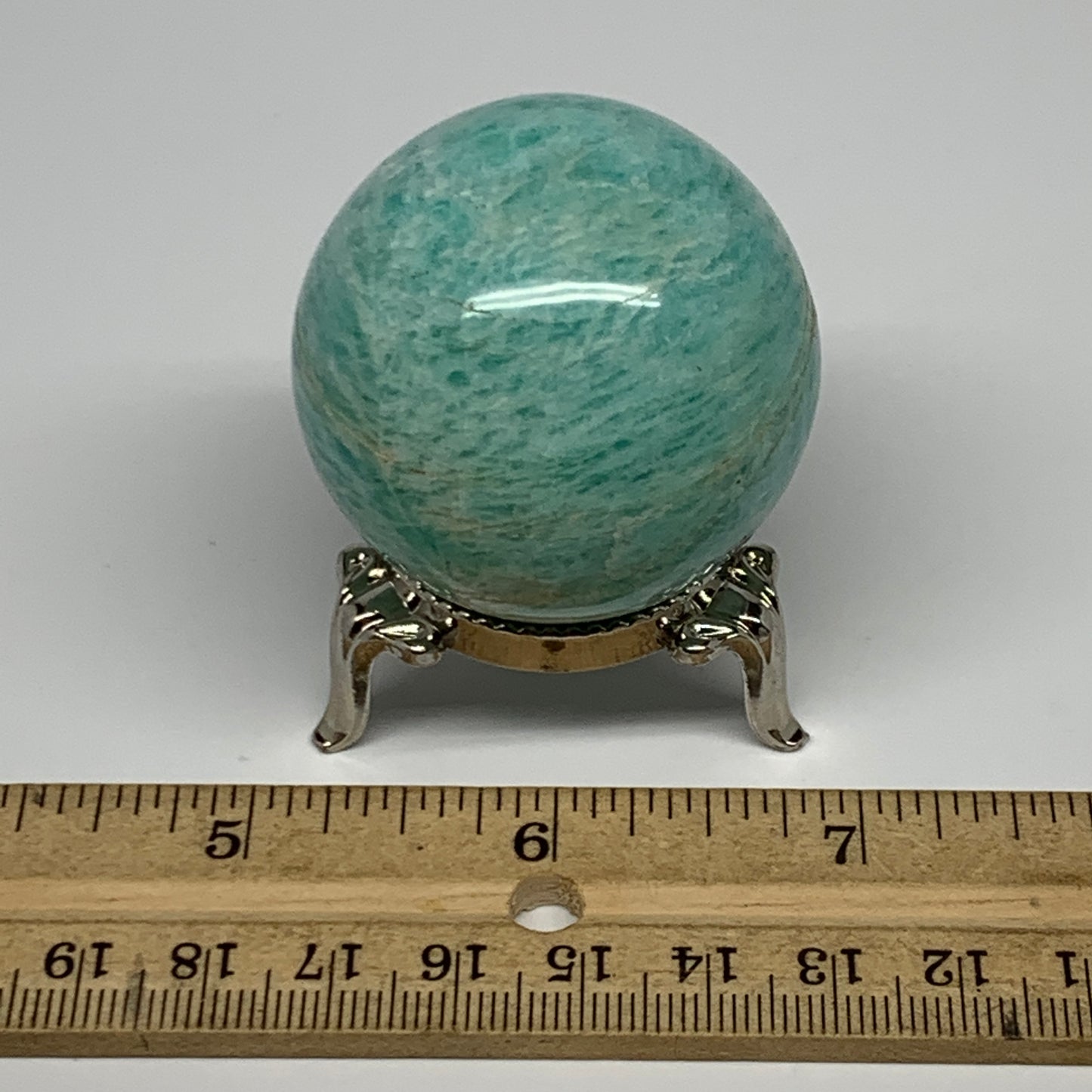 108.7g, 1.7" (44mm), Small Amazonite Sphere Ball Gemstone from Madagascar, B1579