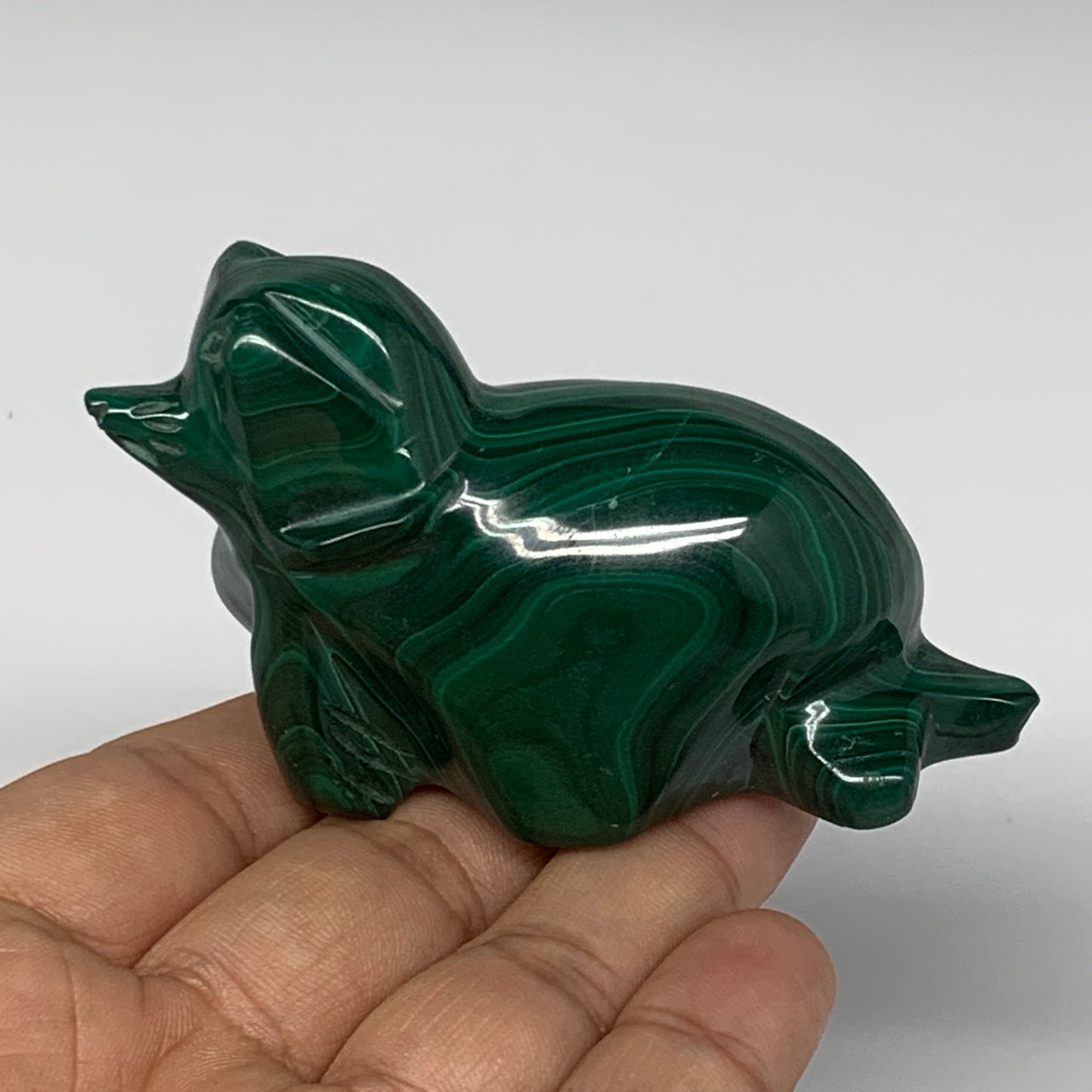 168.5g, 3.2"x1.2"x1.8" Solid Malachite Sea Lion Figurine @Congo, B7207