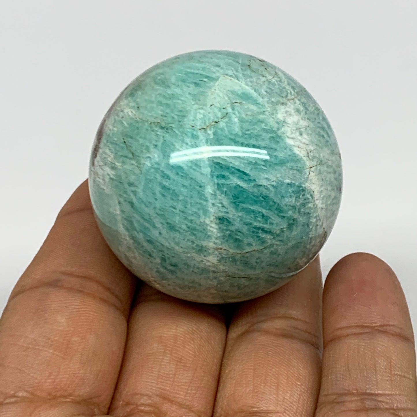 100.2g, 1.7" (42mm), Small Amazonite Sphere Ball Gemstone from Madagascar, B1579