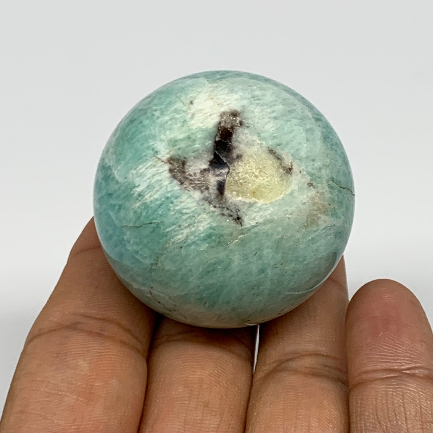 100.2g, 1.7" (42mm), Small Amazonite Sphere Ball Gemstone from Madagascar, B1579