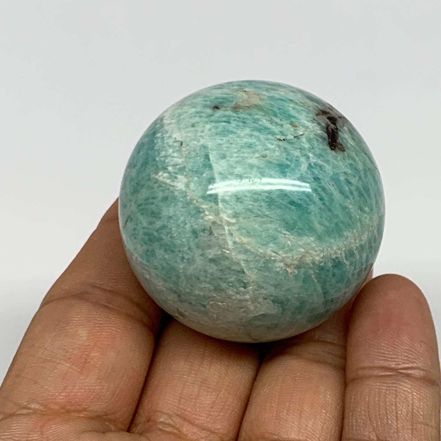 100.2g, 1.7" (42mm), Small Amazonite Sphere Ball Gemstone from Madagascar, B1579