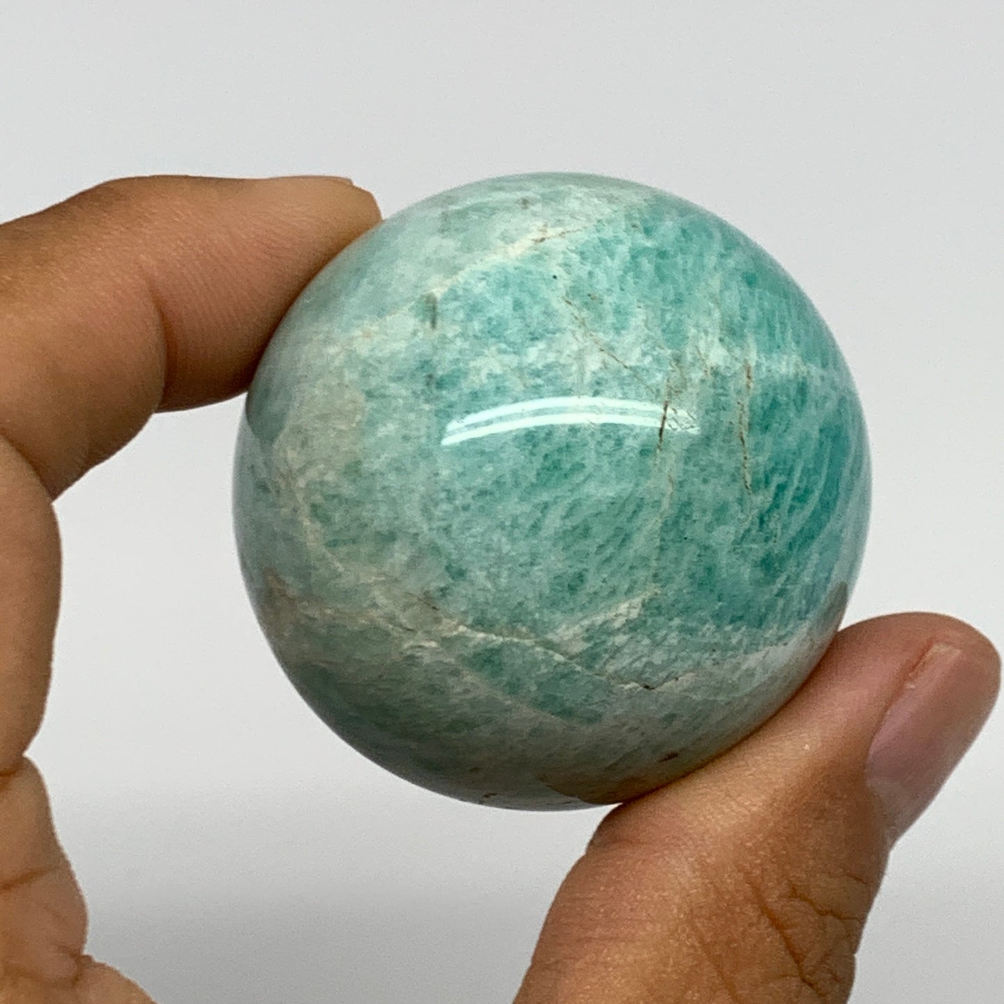 100.2g, 1.7" (42mm), Small Amazonite Sphere Ball Gemstone from Madagascar, B1579