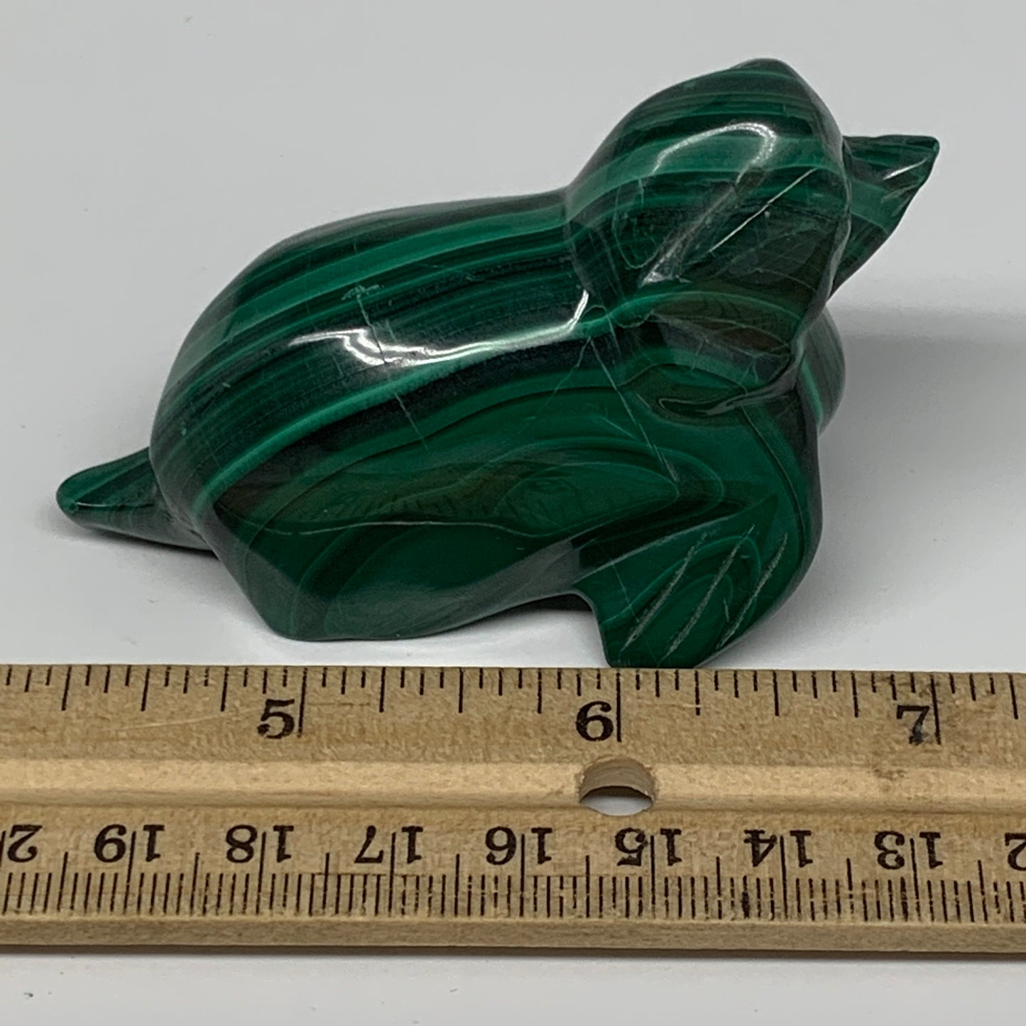 168.5g, 3.2"x1.2"x1.8" Solid Malachite Sea Lion Figurine @Congo, B7207