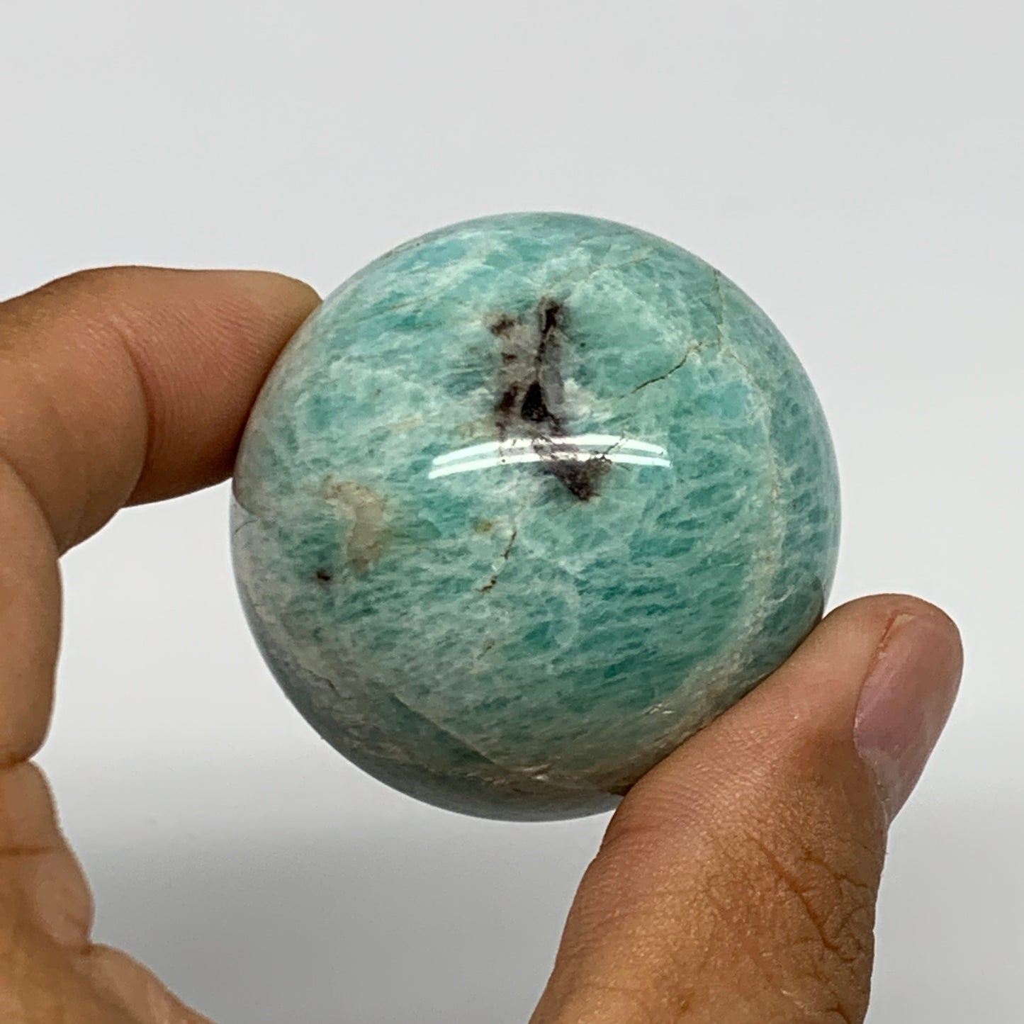 100.2g, 1.7" (42mm), Small Amazonite Sphere Ball Gemstone from Madagascar, B1579