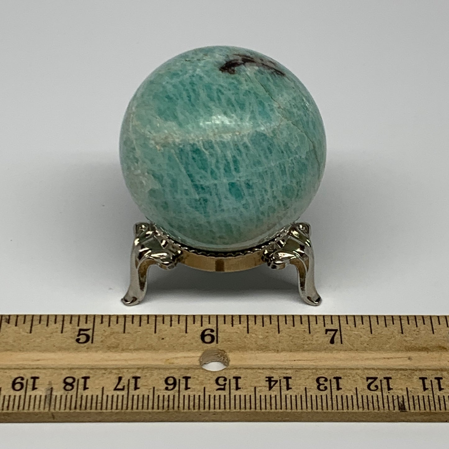 100.2g, 1.7" (42mm), Small Amazonite Sphere Ball Gemstone from Madagascar, B1579