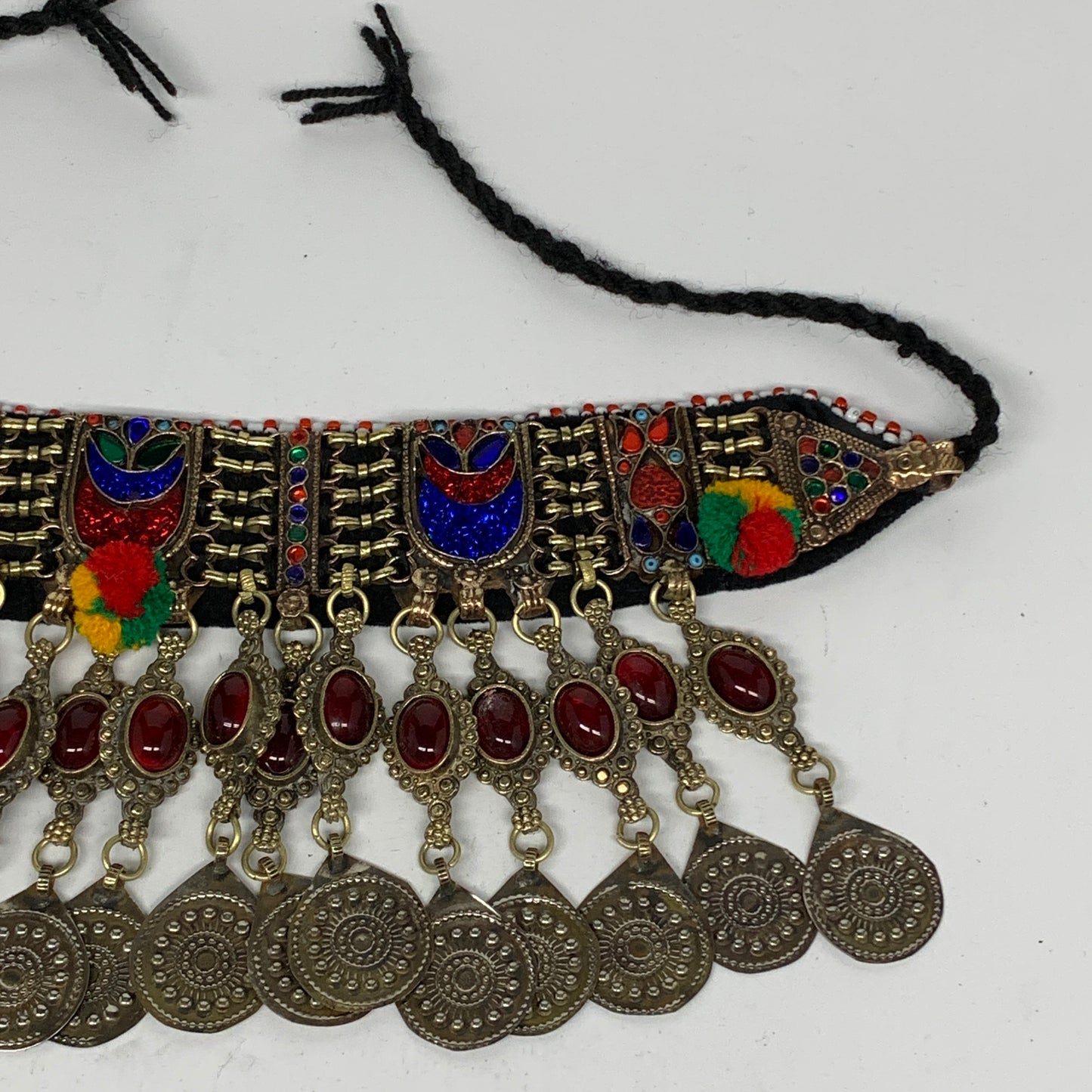 295g, 11.75"x4.5"Kuchi Choker Necklace Multi-Color Tribal Gypsy Bohemian,B14065