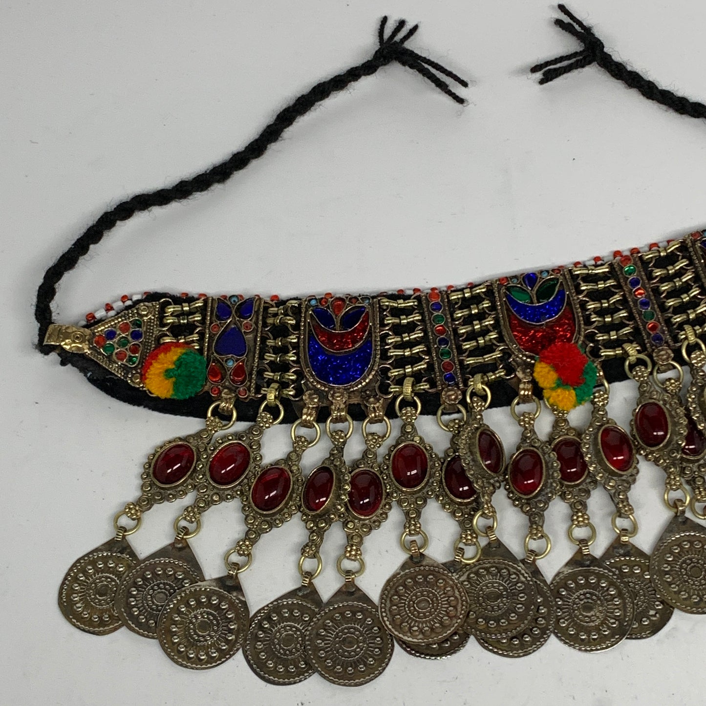 295g, 11.75"x4.5"Kuchi Choker Necklace Multi-Color Tribal Gypsy Bohemian,B14065