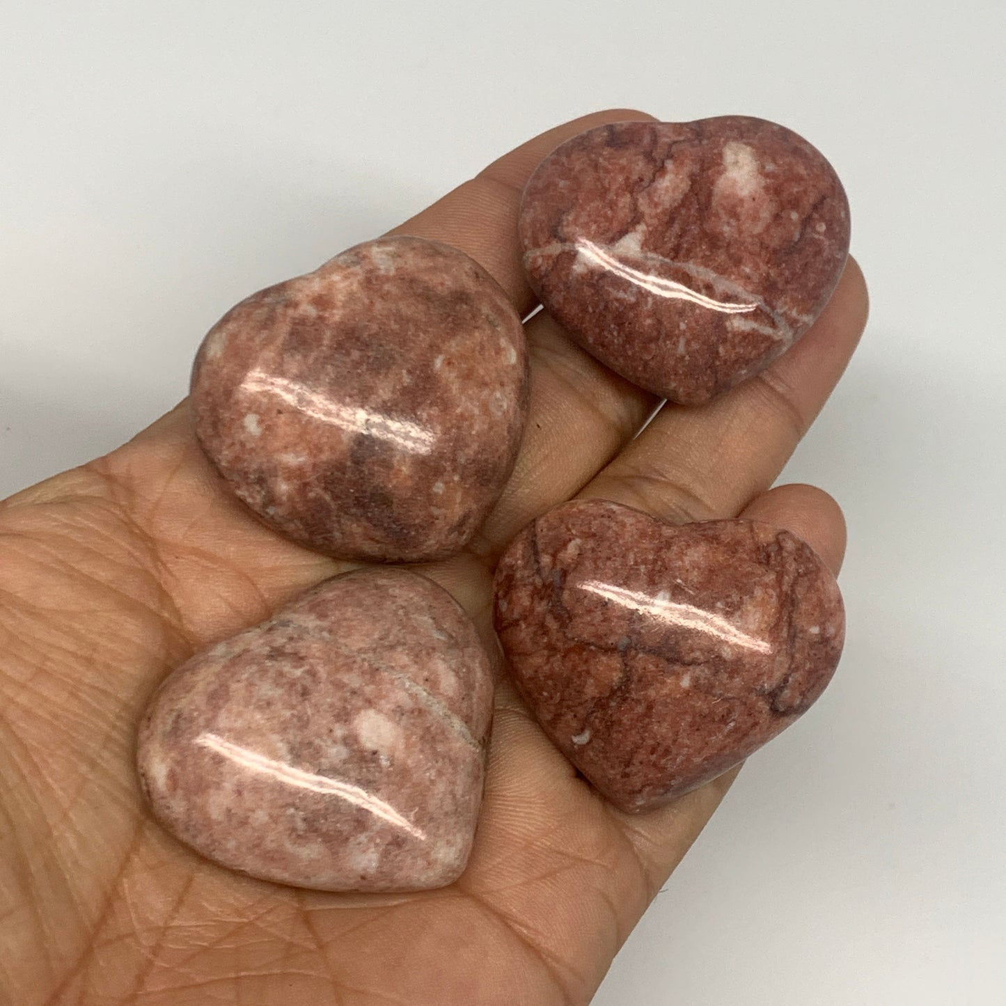 123.2g,1.3"- 1.4", 4pcs, Red Jasper Heart Polished Healing Home Decor, B26941