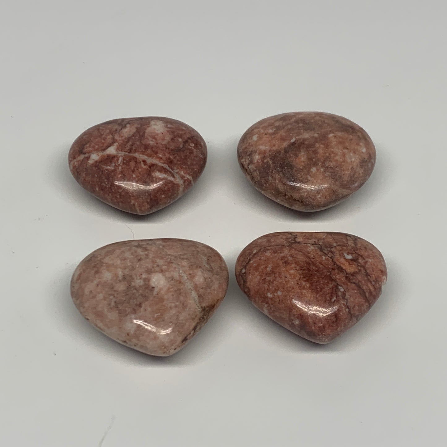 123.2g,1.3"- 1.4", 4pcs, Red Jasper Heart Polished Healing Home Decor, B26941