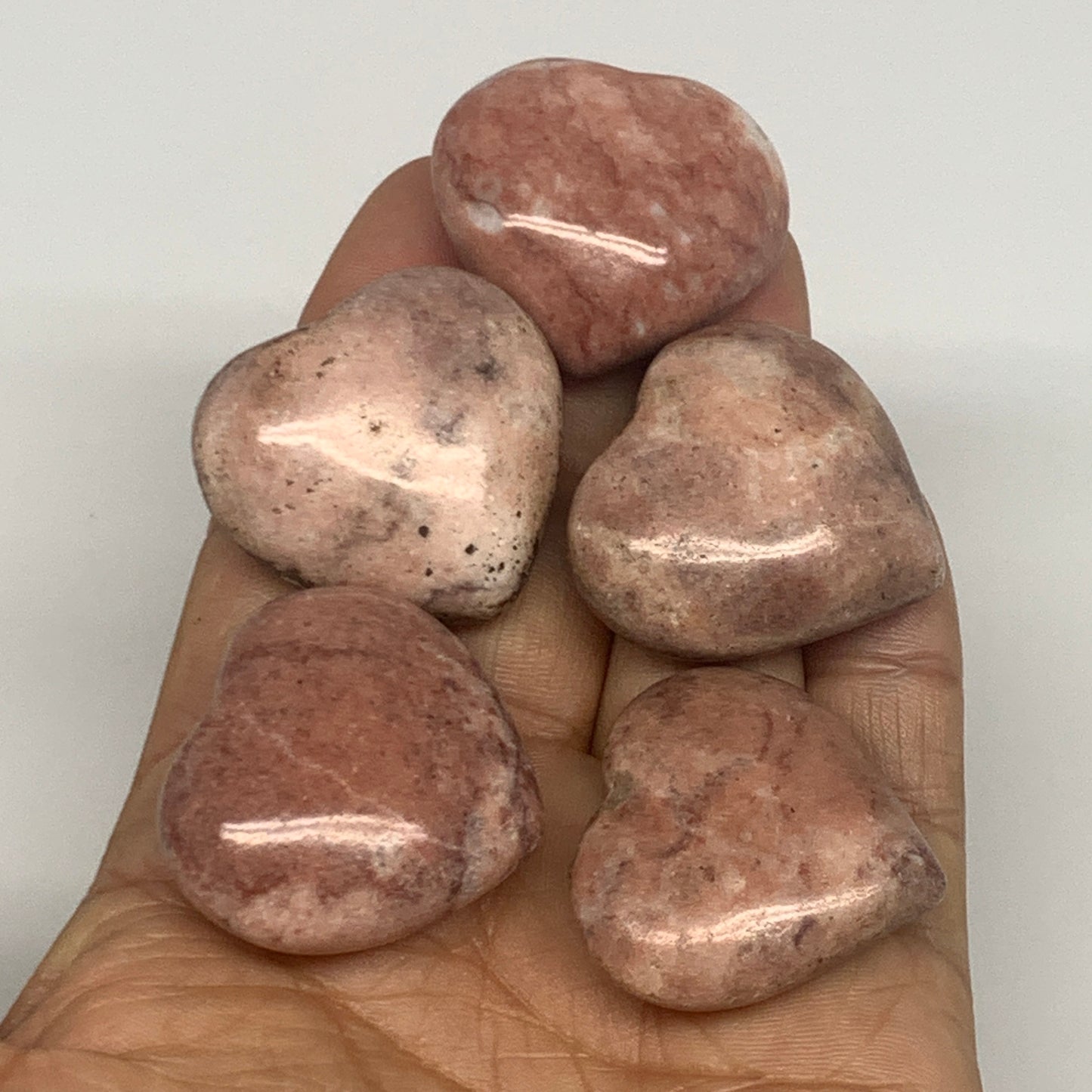 115.3g,1.2"- 1.3", 5pcs, Red Jasper Heart Polished Healing Home Decor, B26945