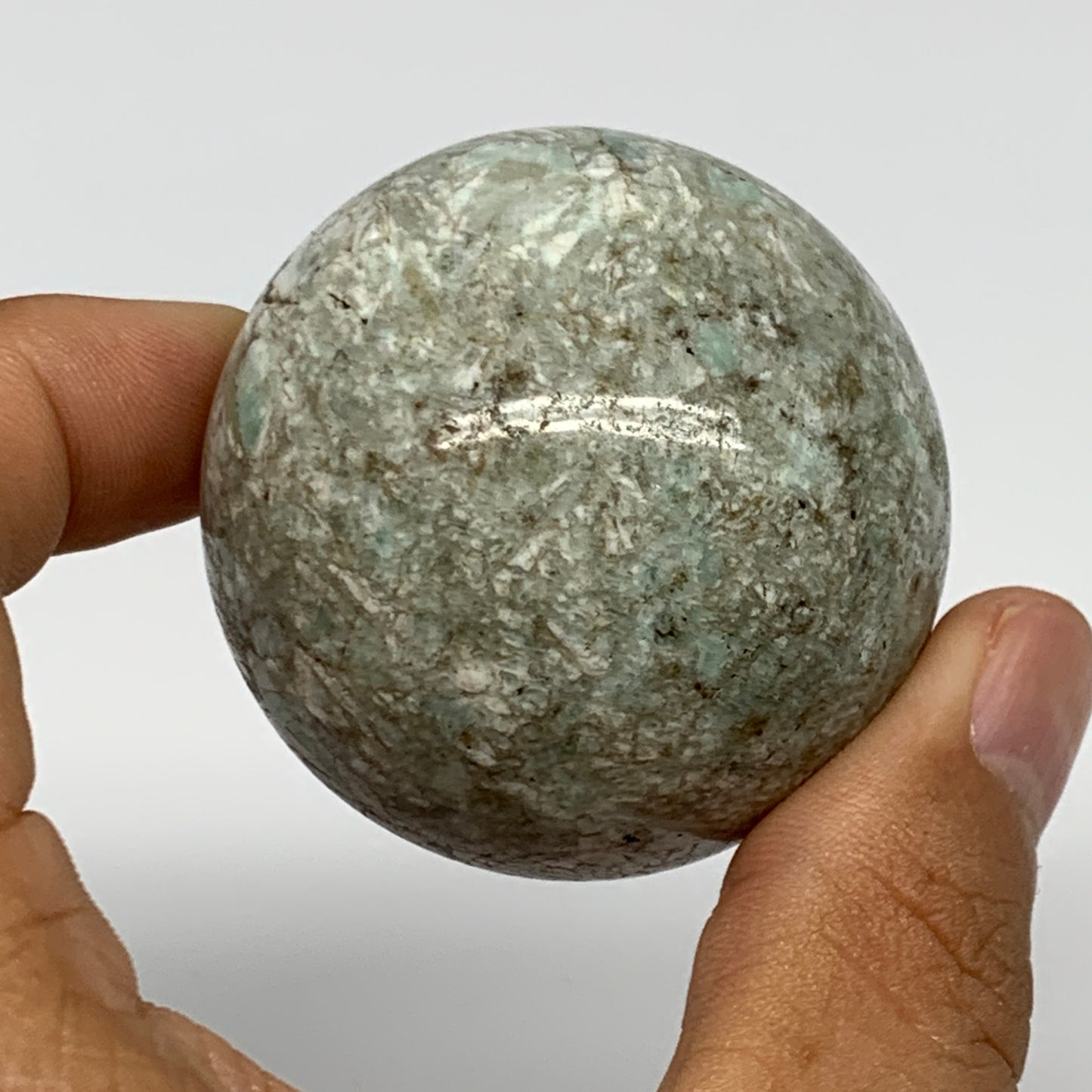 142.8g, 1.9" Amazonite Sphere Ball Gemstone from Madagascar, B15808