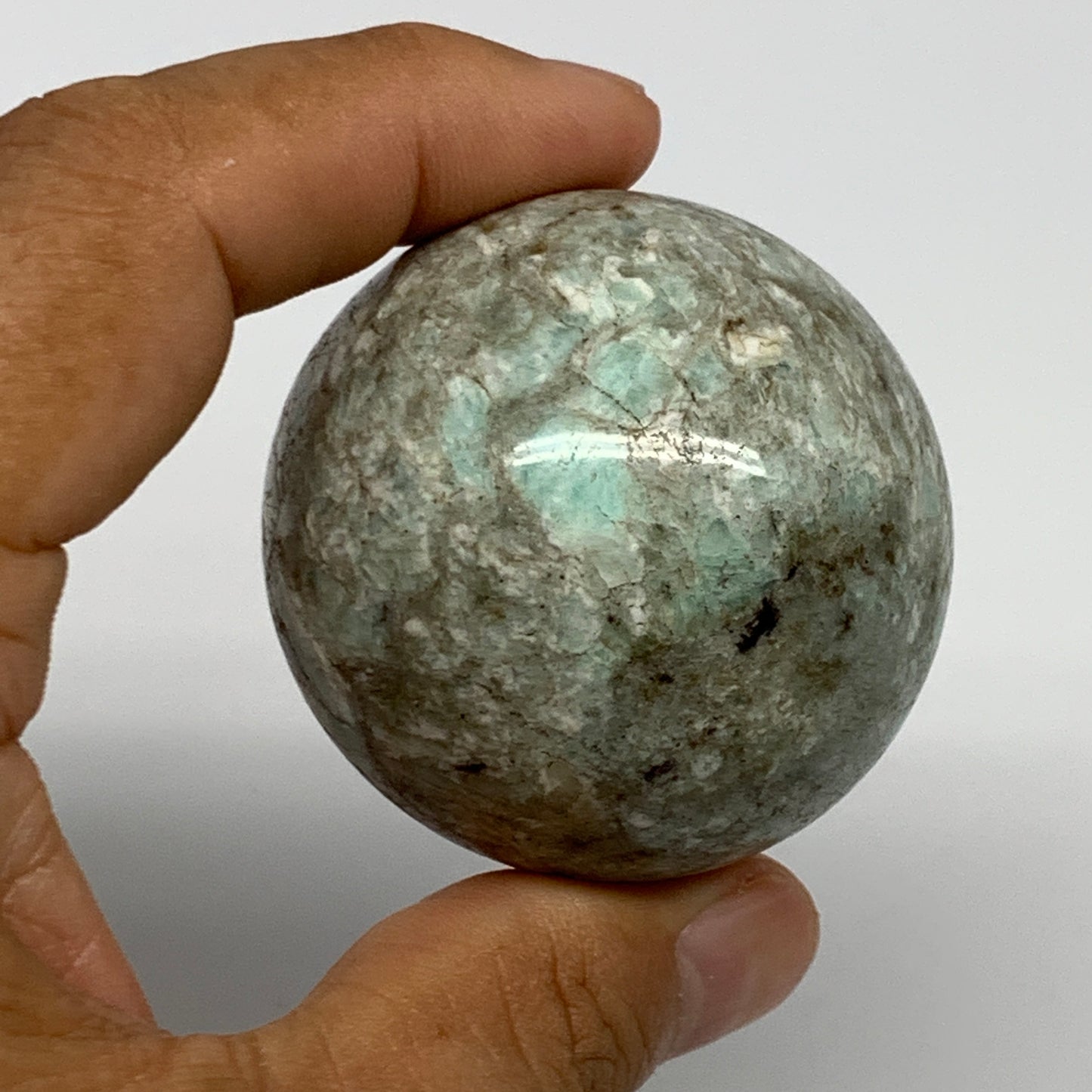 142.8g, 1.9" Amazonite Sphere Ball Gemstone from Madagascar, B15808