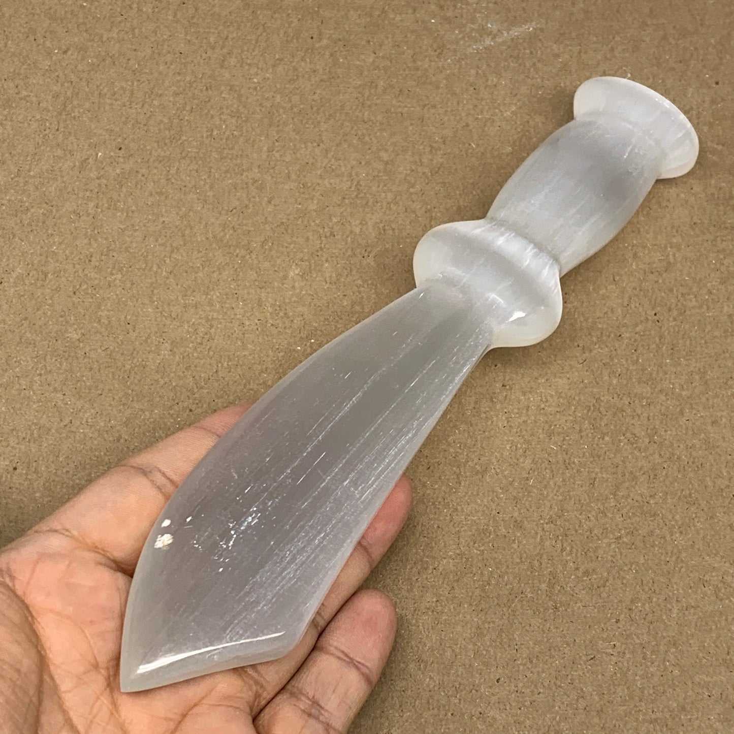 215.5g,8.75"x1.4"x0.9"Natural Selenite Crystal Knife (Satin Spar) @Morocco,B9184