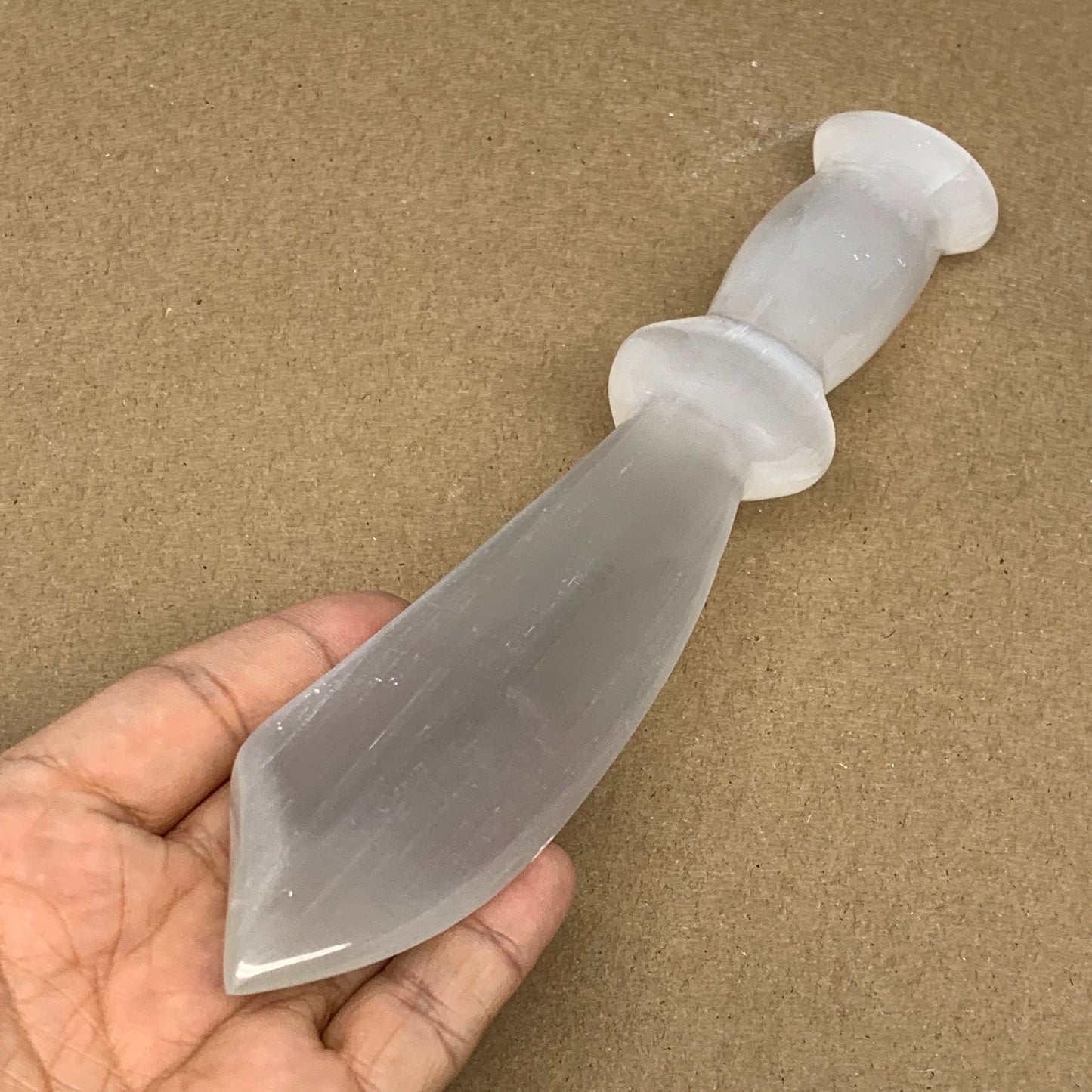 215.5g,8.75"x1.4"x0.9"Natural Selenite Crystal Knife (Satin Spar) @Morocco,B9184